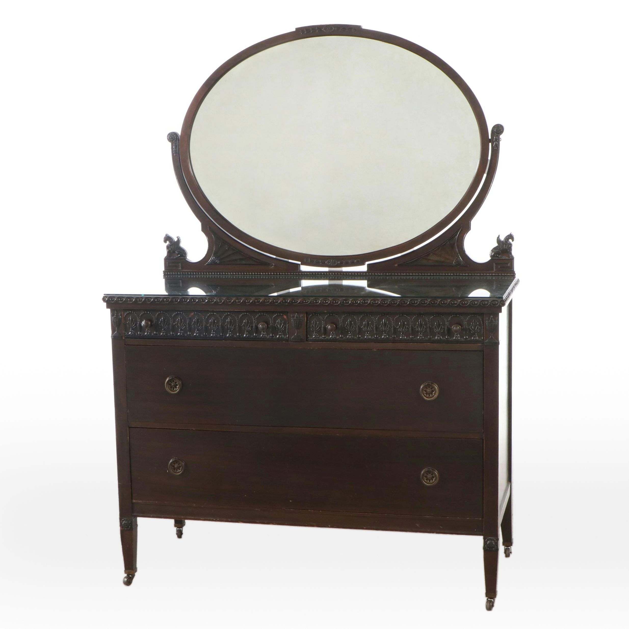 Late Victorian Carved Mahogany Dresser