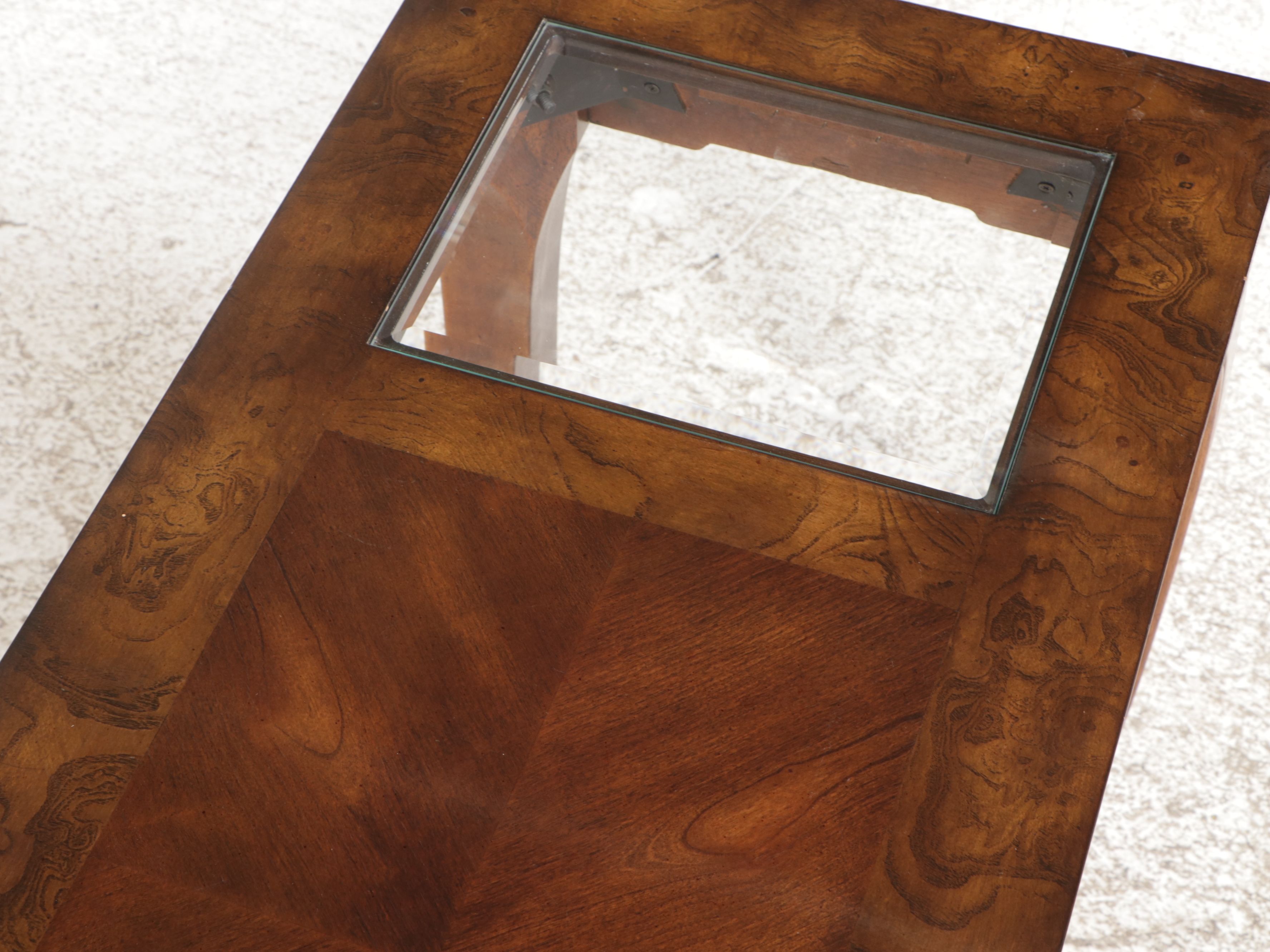 Chinese Style Mahogany Console Table with Glass Top