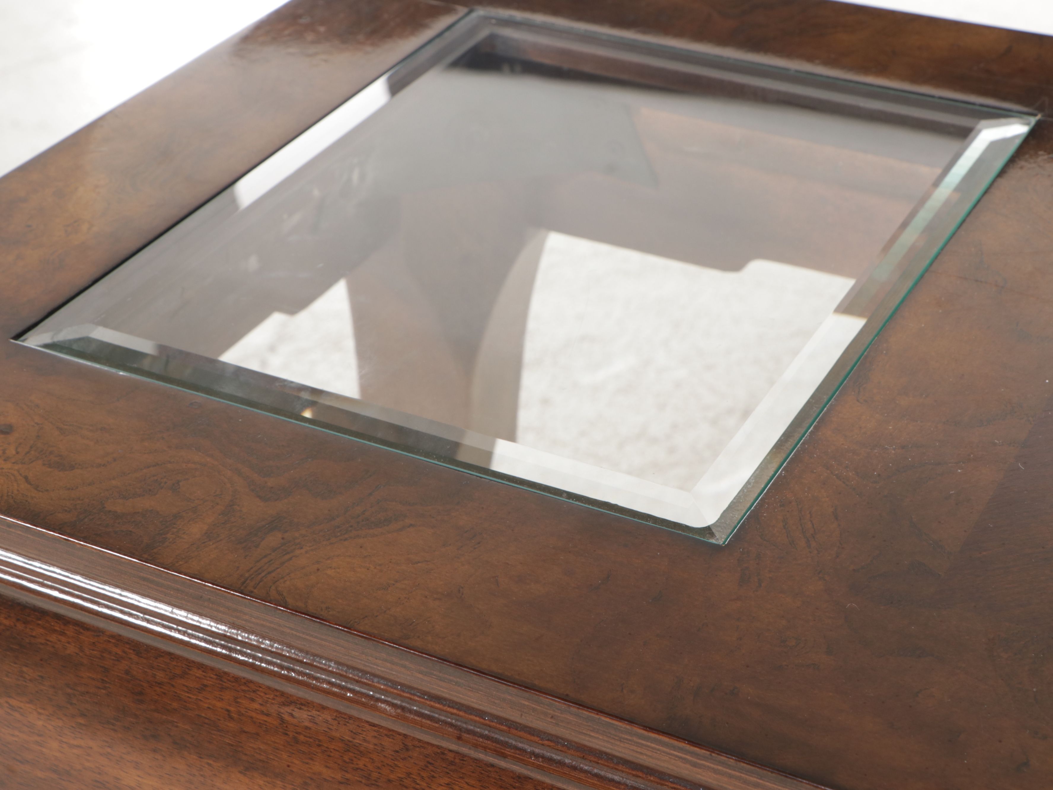Chinese Style Mahogany Console Table with Glass Top