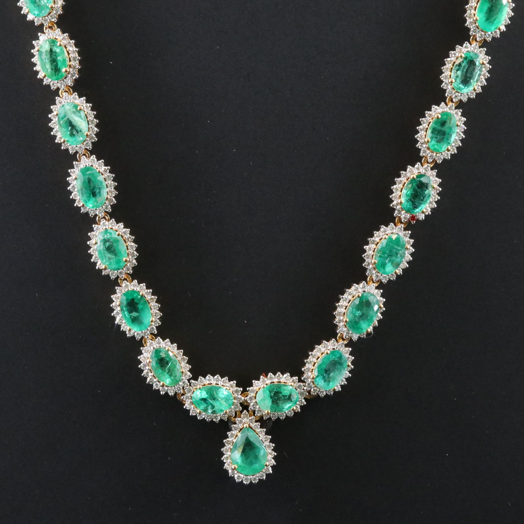14K 22.21 CTW Emerald and 4.53 CTW Diamond Necklace
