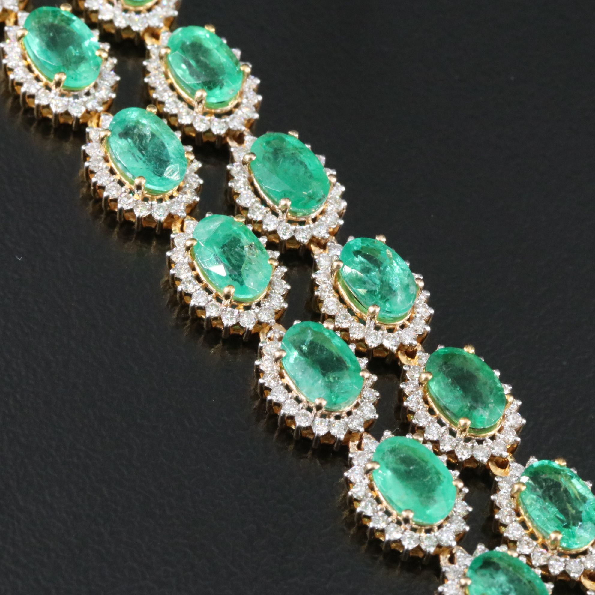 14K 22.21 CTW Emerald and 4.53 CTW Diamond Necklace