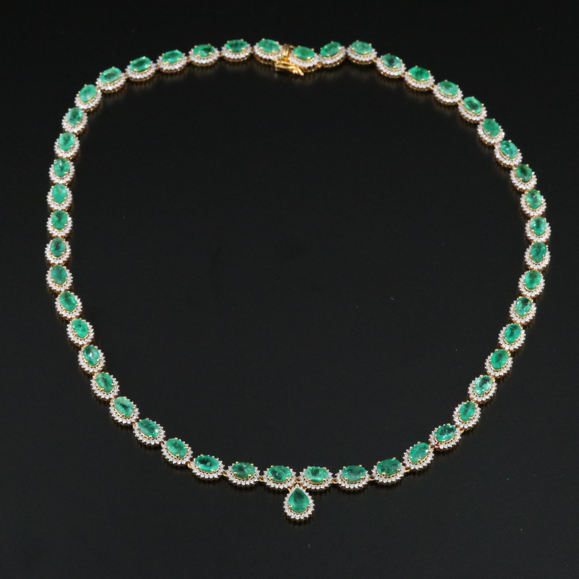 14K 22.21 CTW Emerald and 4.53 CTW Diamond Necklace