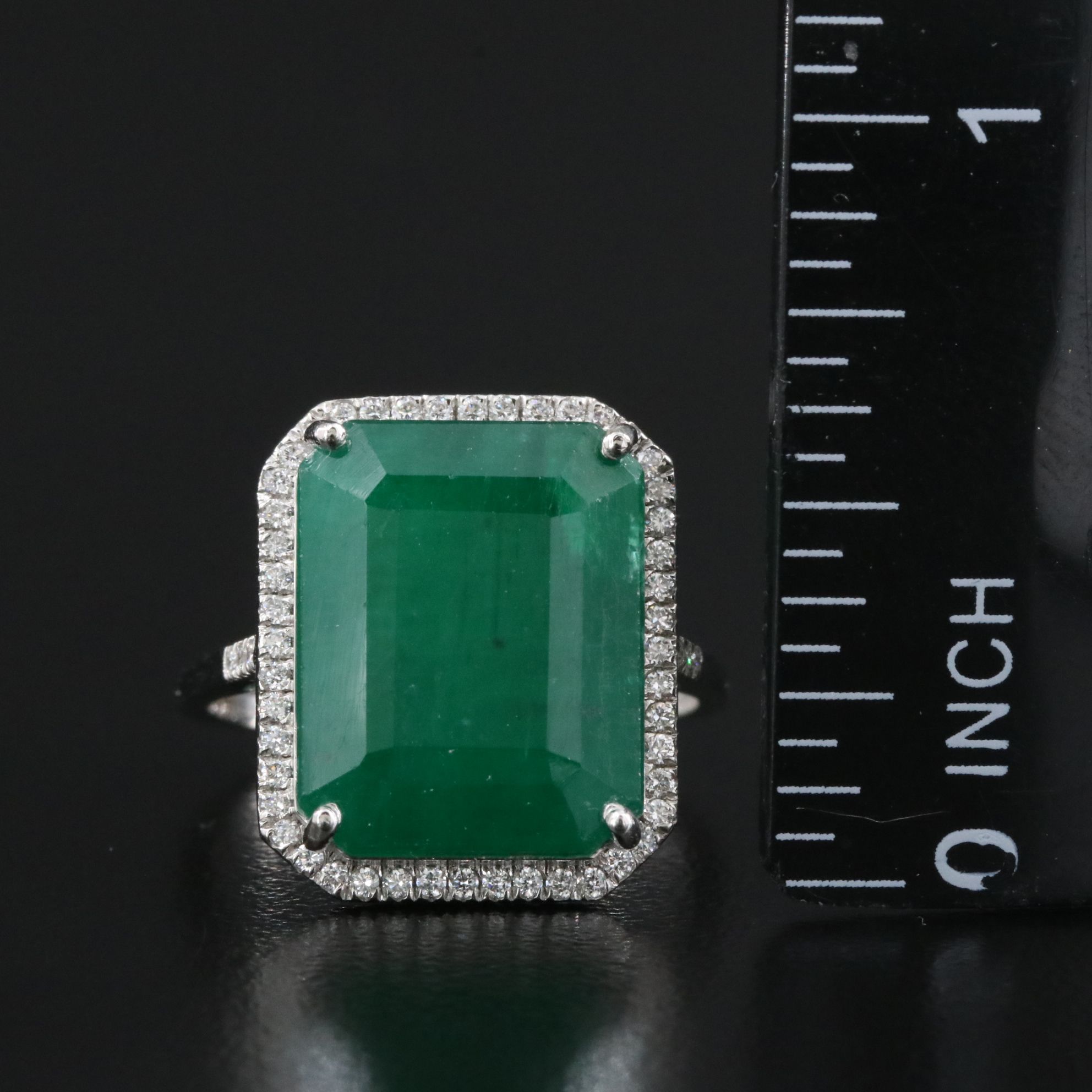 Platinum 8.52 CT Emerald and 0.20 CTW Diamond Ring