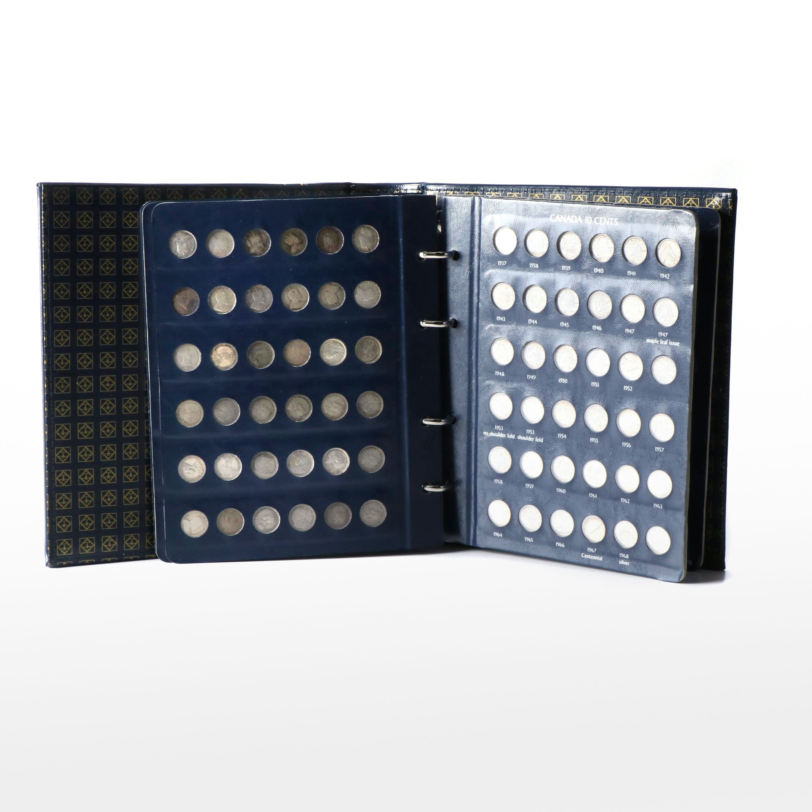 Partial Canada Ten Cents Collection with 166 Coins from 1858-2015