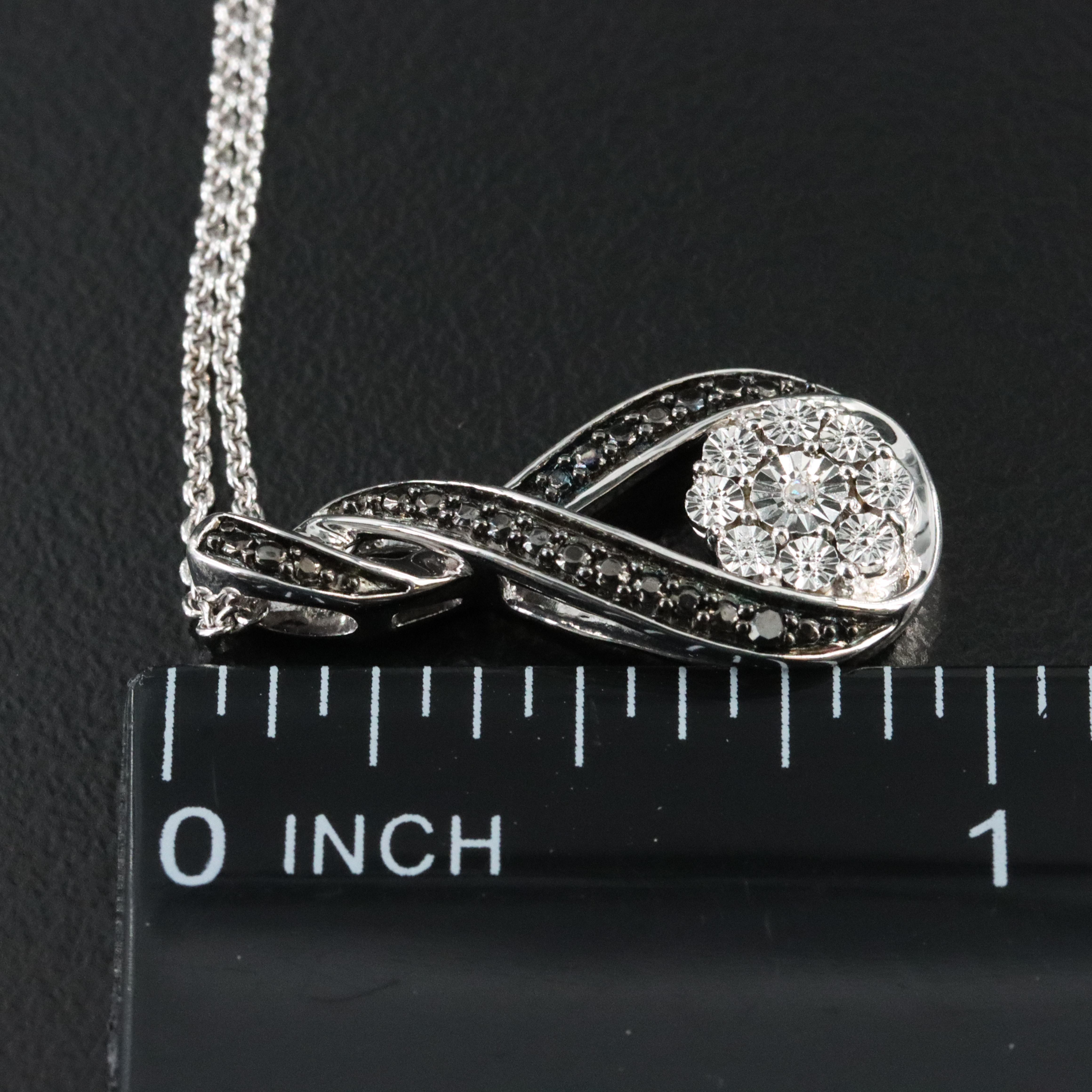 Sterling Twist Pendant Necklace with Diamond Accent