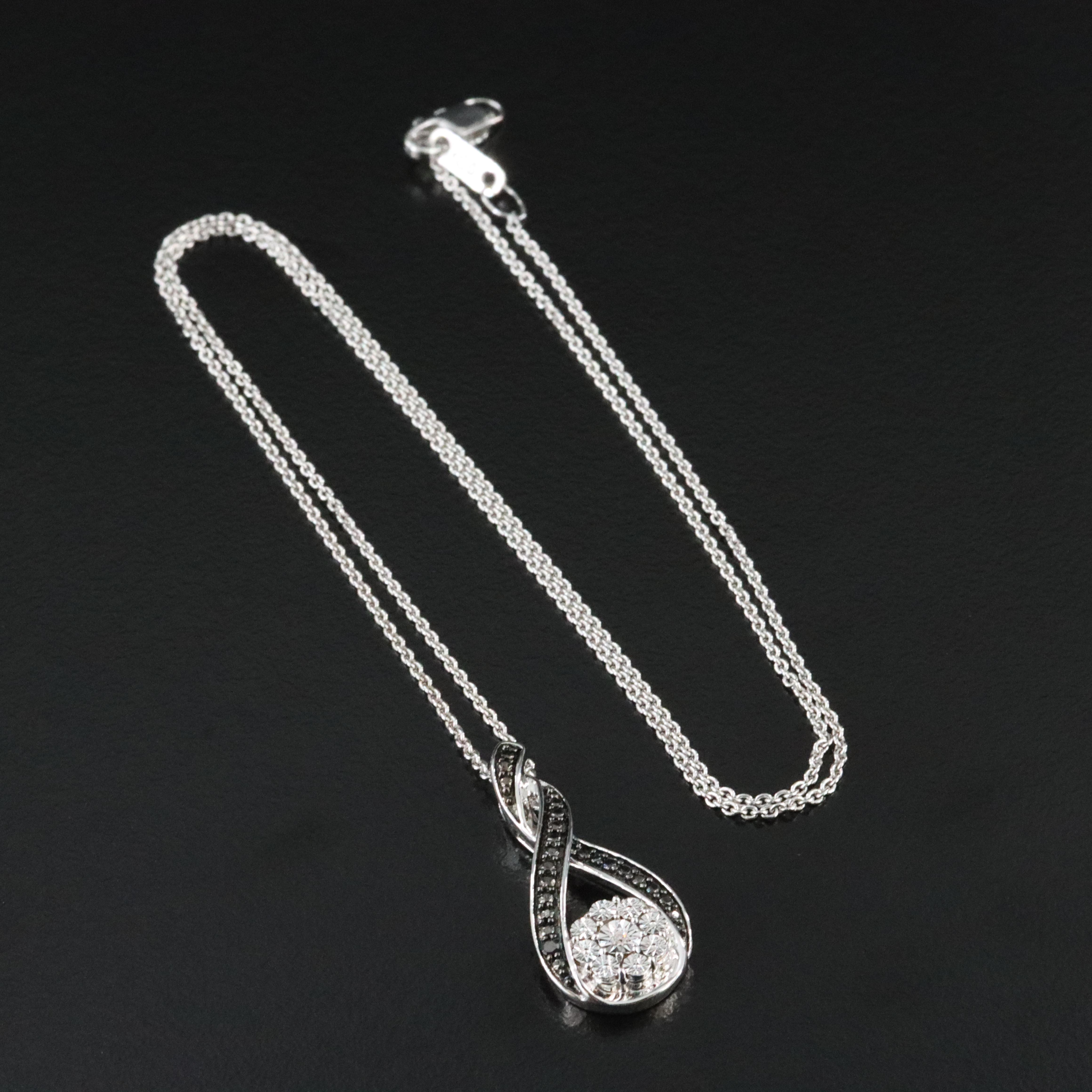 Sterling Twist Pendant Necklace with Diamond Accent