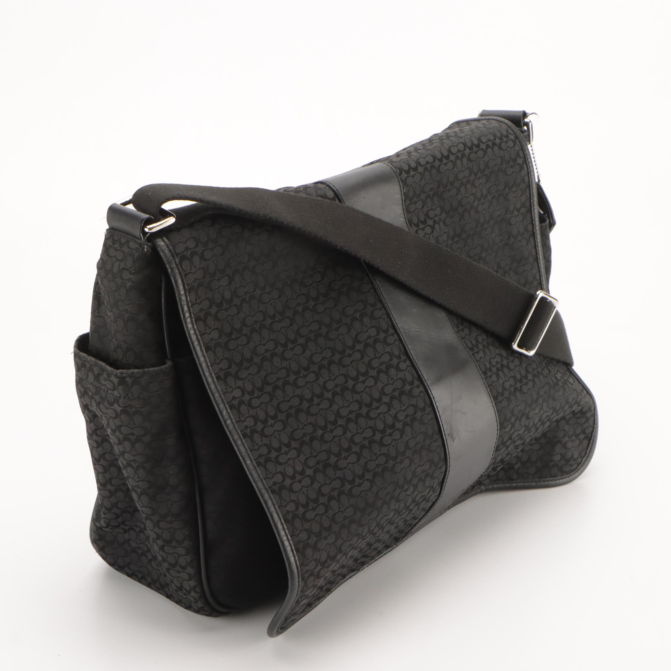 Coach Black Leather Hobo Shoulder Bag and Signature Canvas Messenger Bag