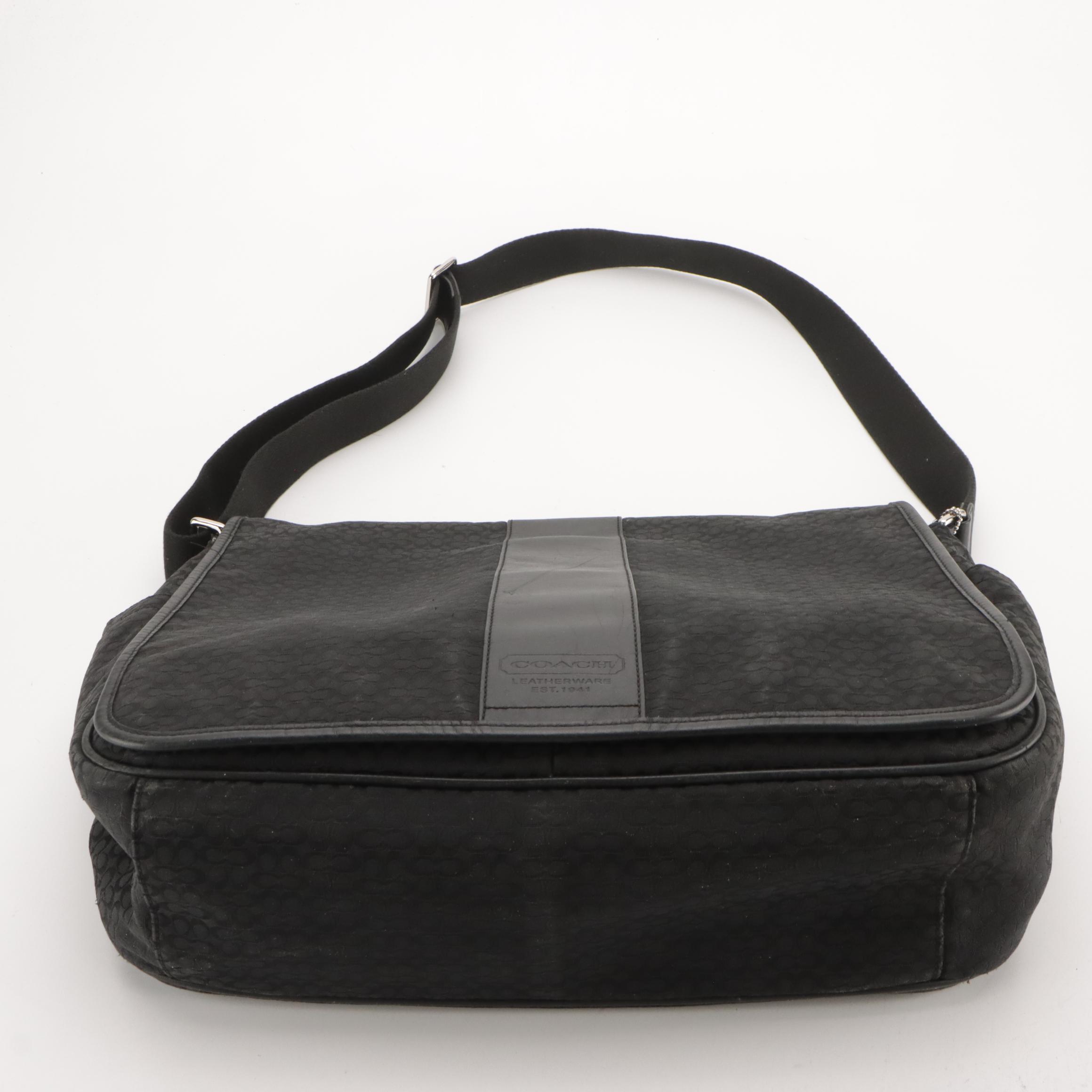 Coach Black Leather Hobo Shoulder Bag and Signature Canvas Messenger Bag