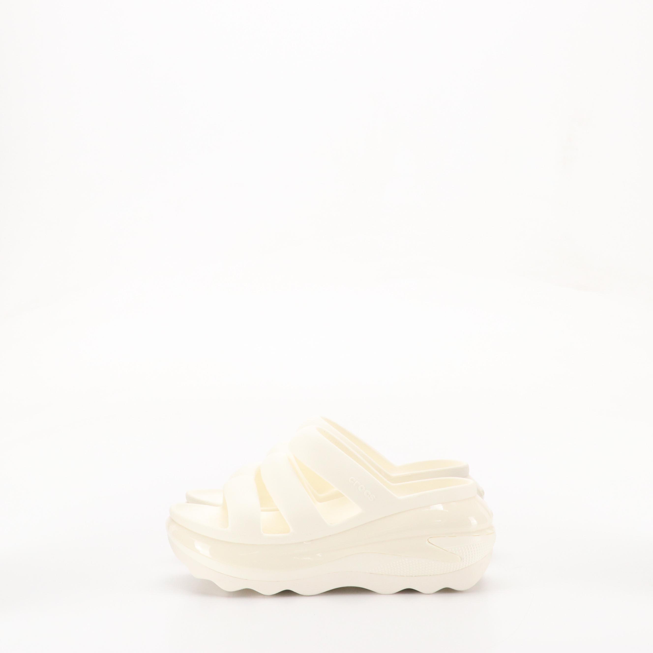 Crocs "Mega Crush Triple Strap" Platform Sandals in White Rubber