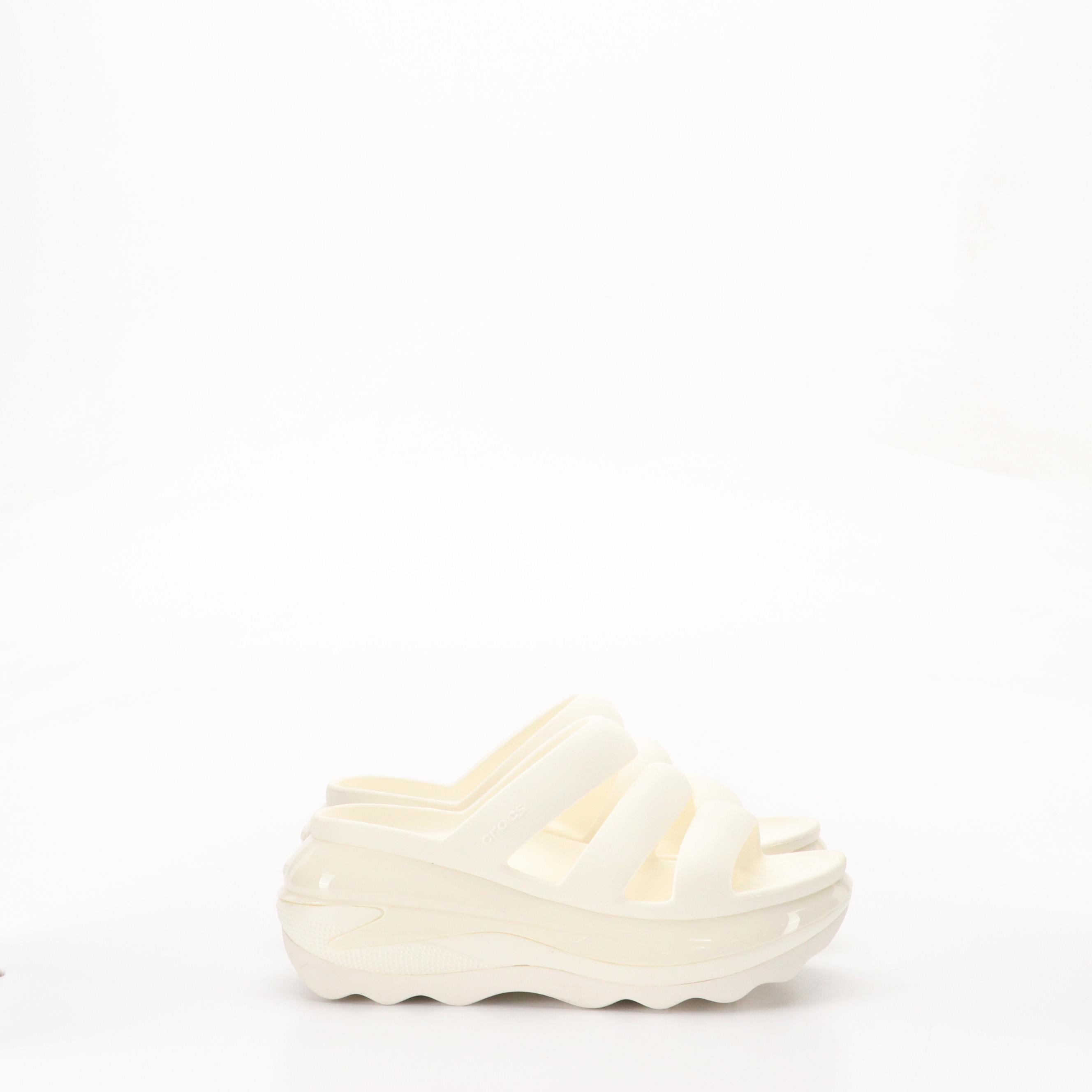 Crocs "Mega Crush Triple Strap" Platform Sandals in White Rubber