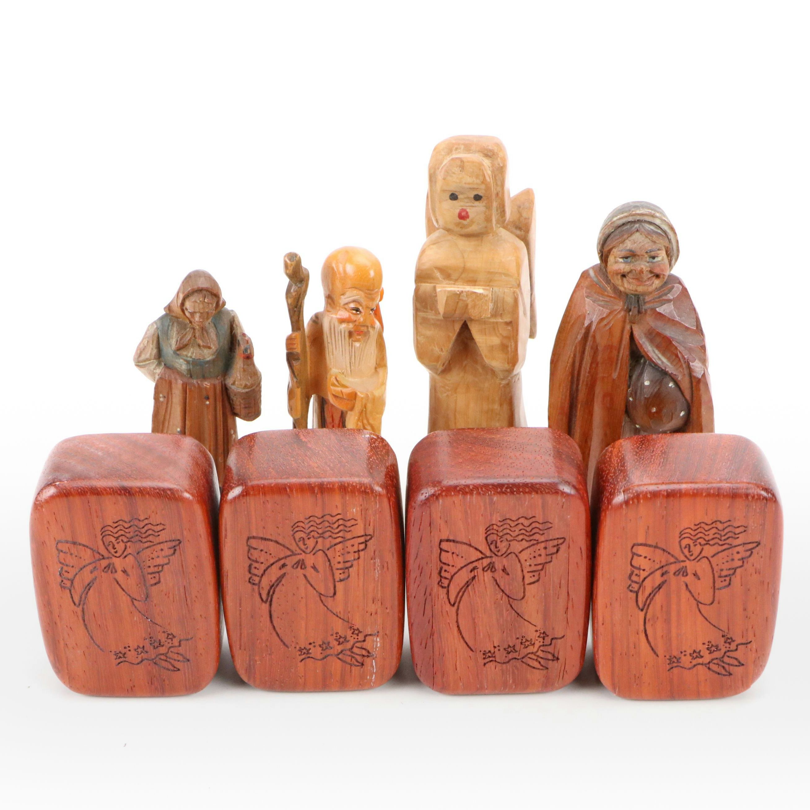 Anri and Other Carved Wood Figurines and Boxes