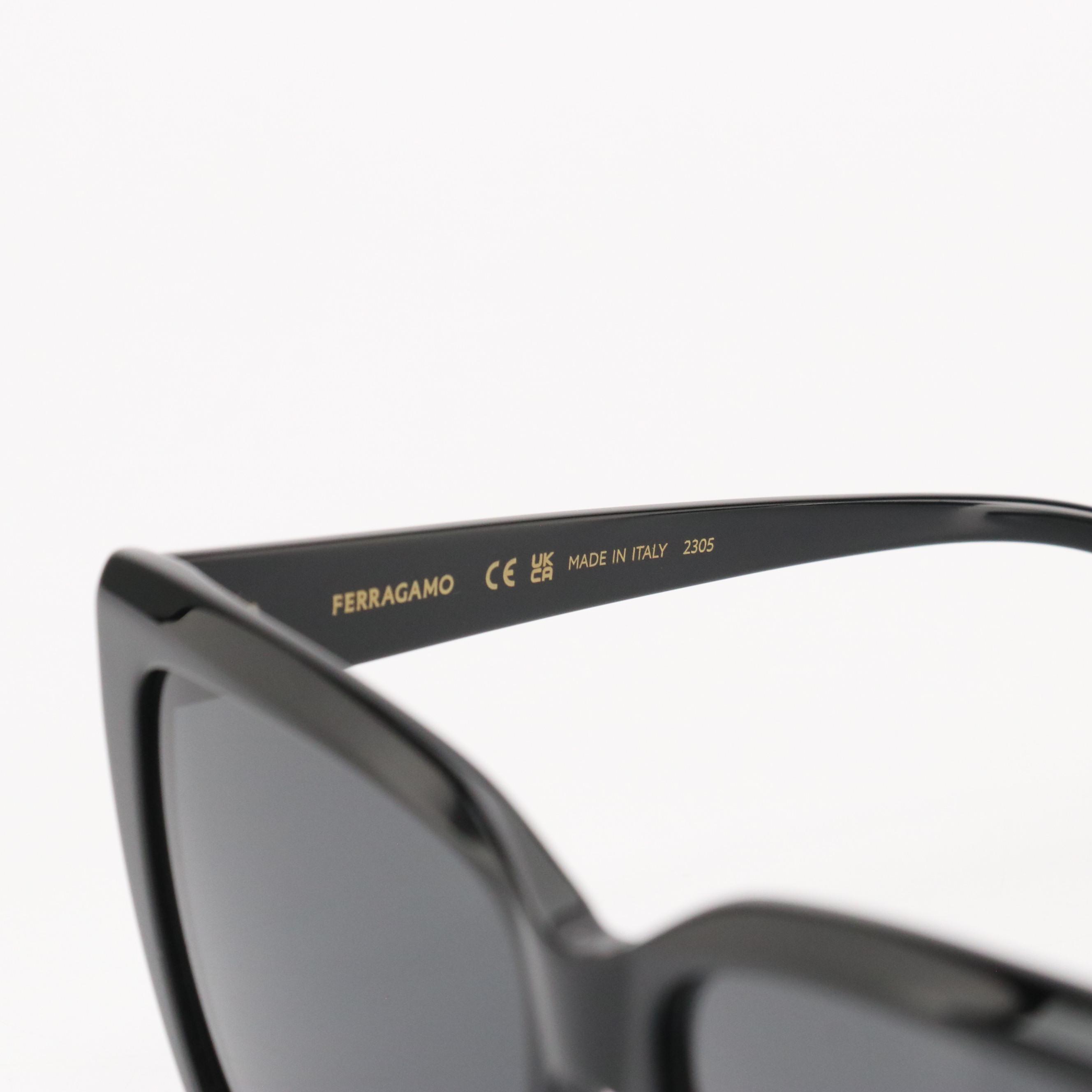 Salvatore Ferragamo SF1102S Black Cat Eye Sunglasses with Case and Box