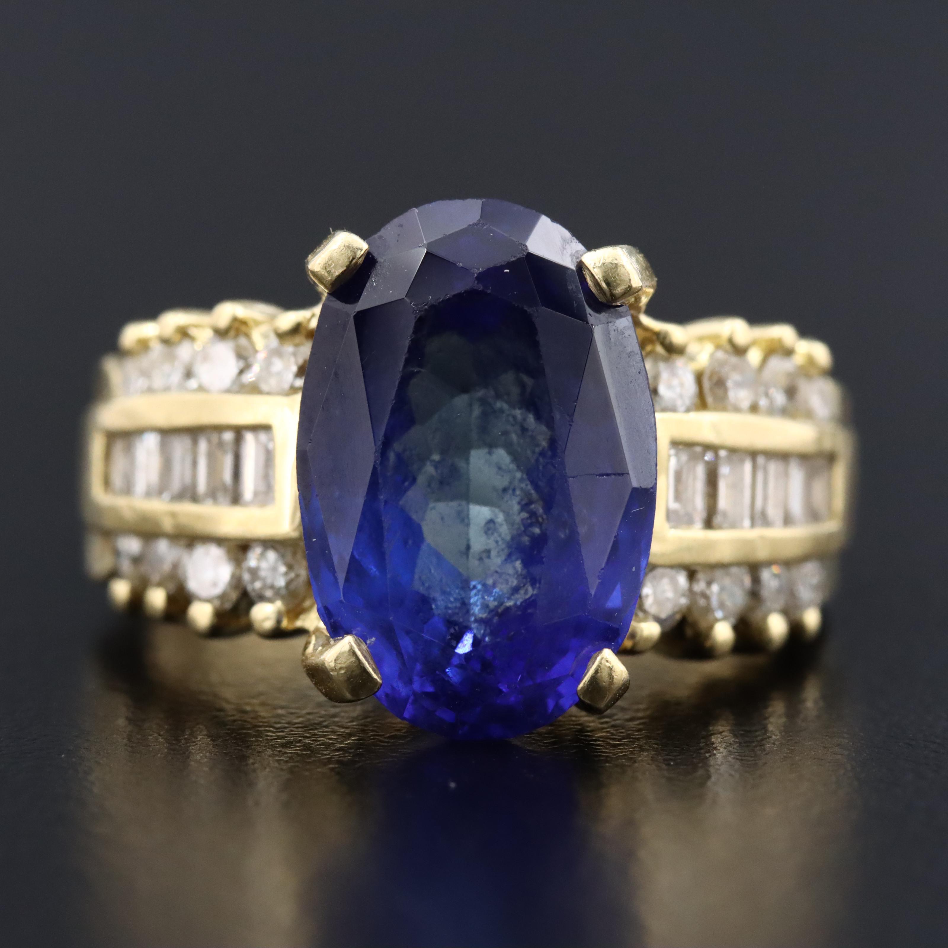 18K 7.53 CT Tanzanite and Diamond Ring