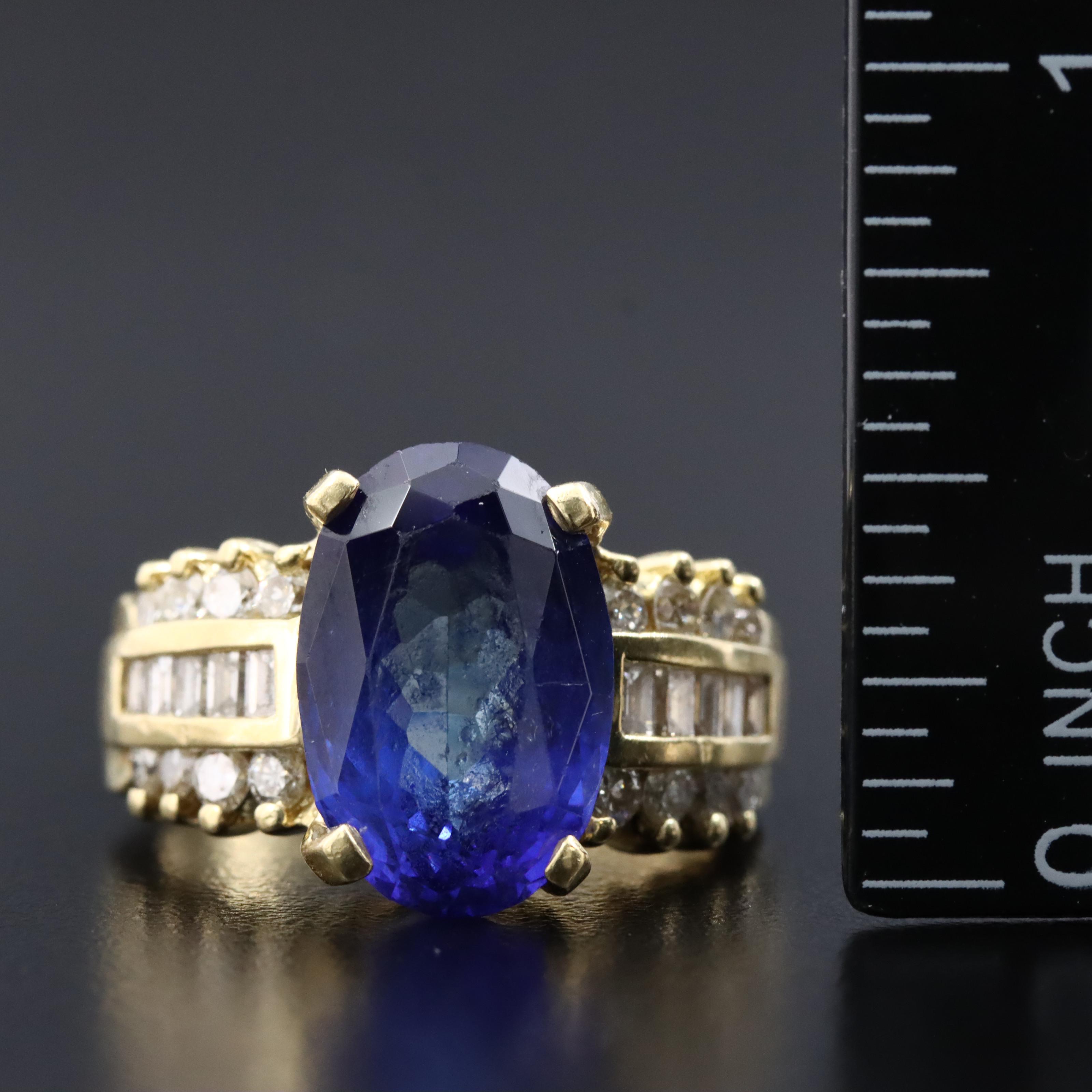 18K 7.53 CT Tanzanite and Diamond Ring