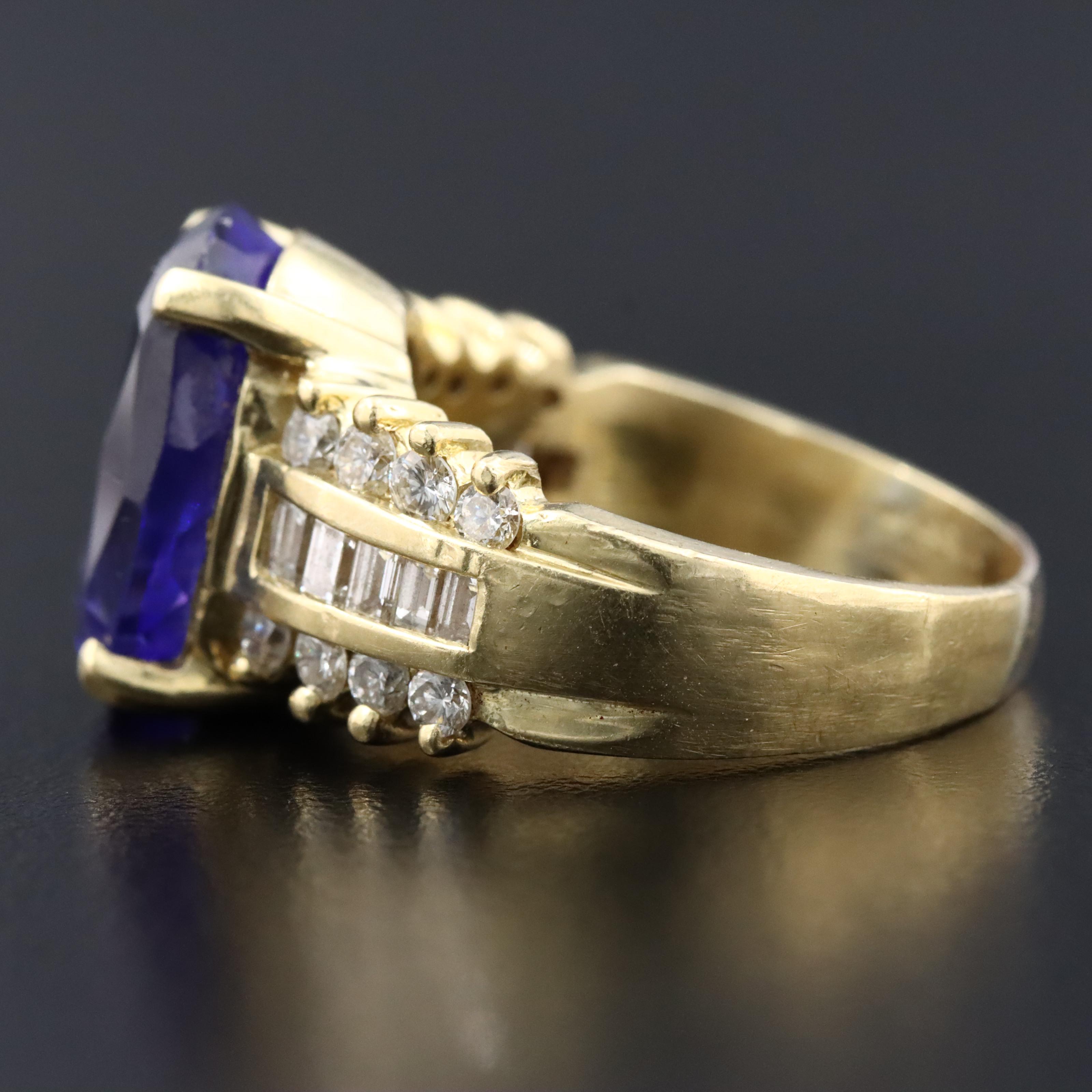 18K 7.53 CT Tanzanite and Diamond Ring