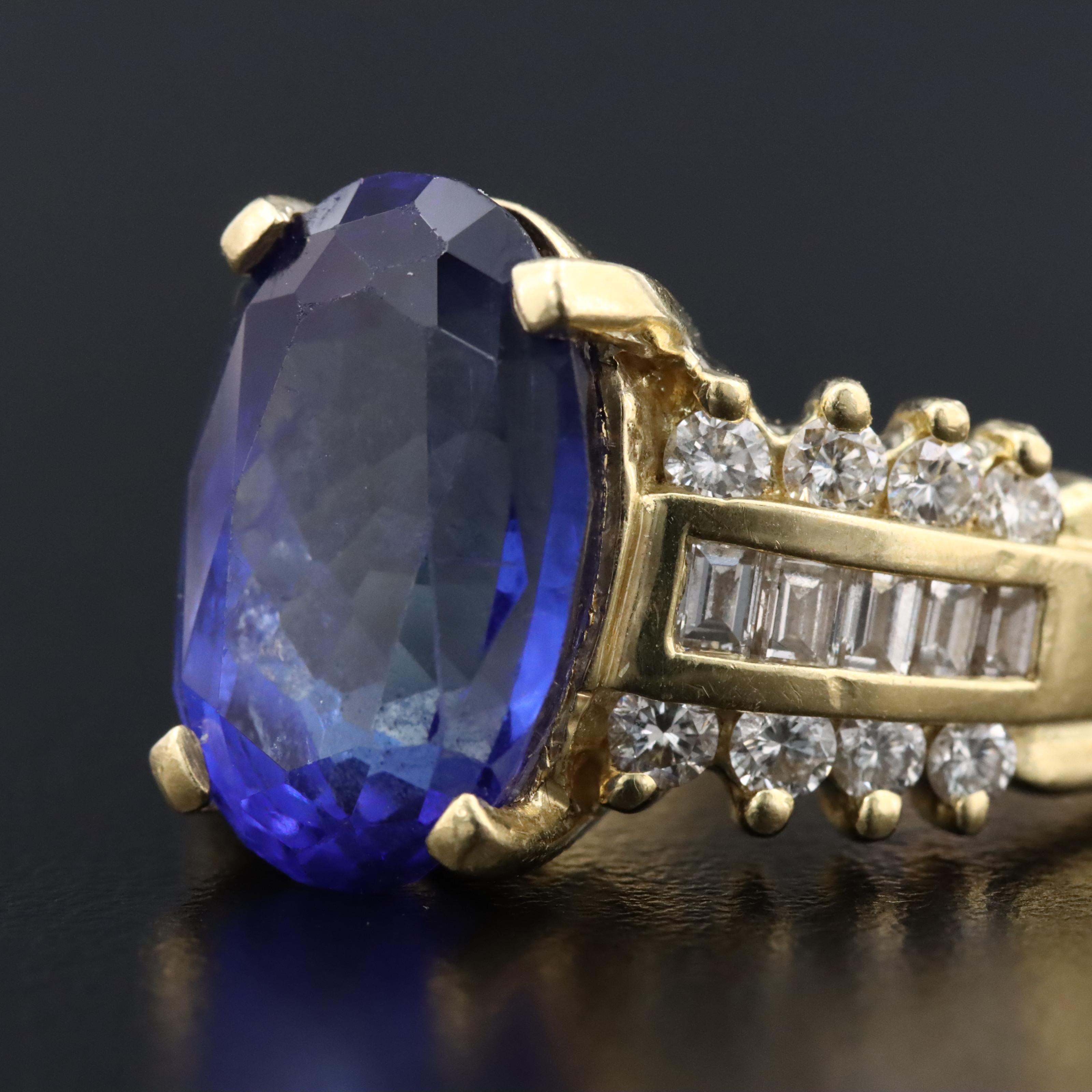 18K 7.53 CT Tanzanite and Diamond Ring