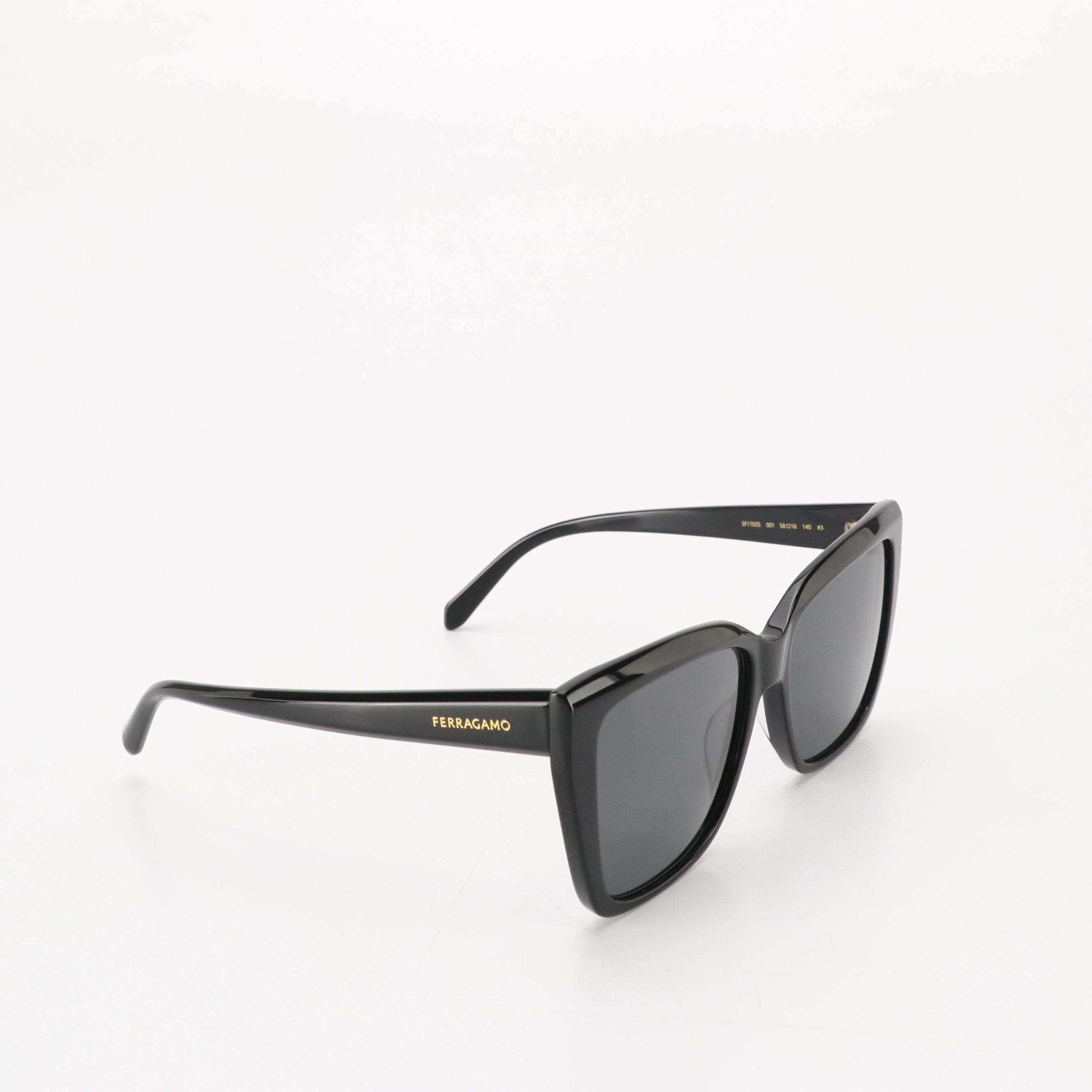 Salvatore Ferragamo SF1102S Black Cat-Eye Sunglasses with Case and Box