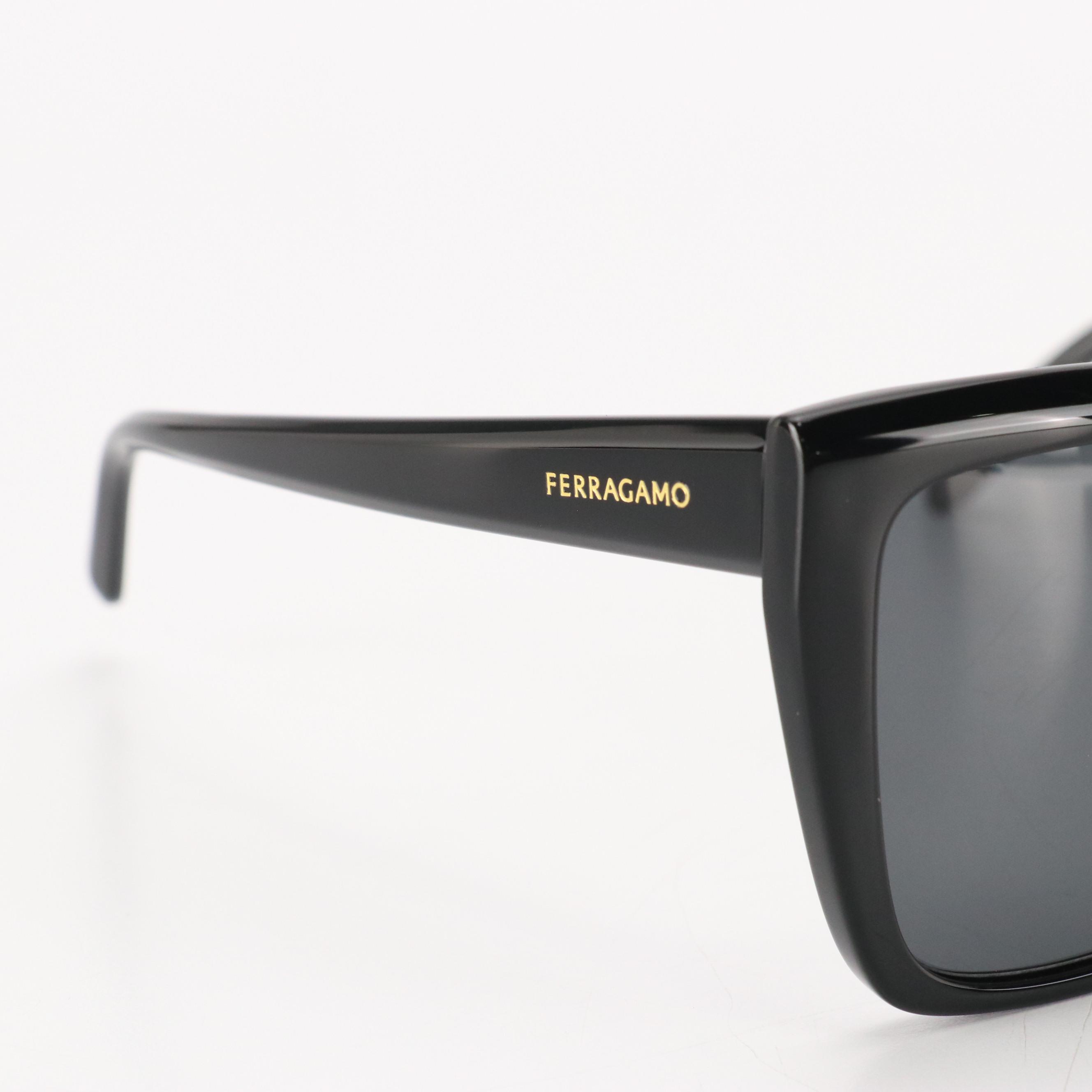 Salvatore Ferragamo SF1102S Black Cat-Eye Sunglasses with Case and Box