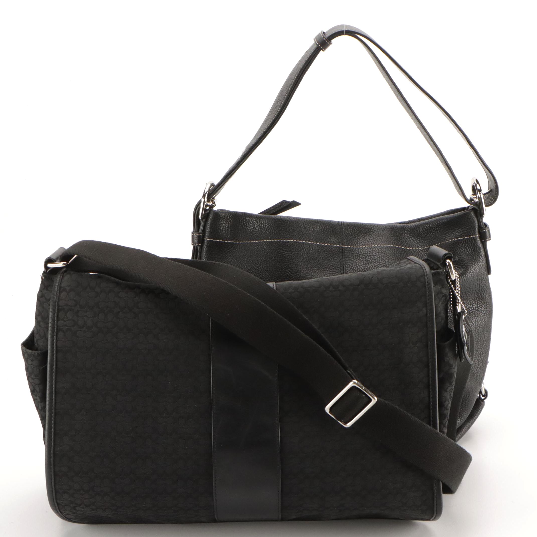 Coach Black Leather Hobo Shoulder Bag and Signature Canvas Messenger Bag