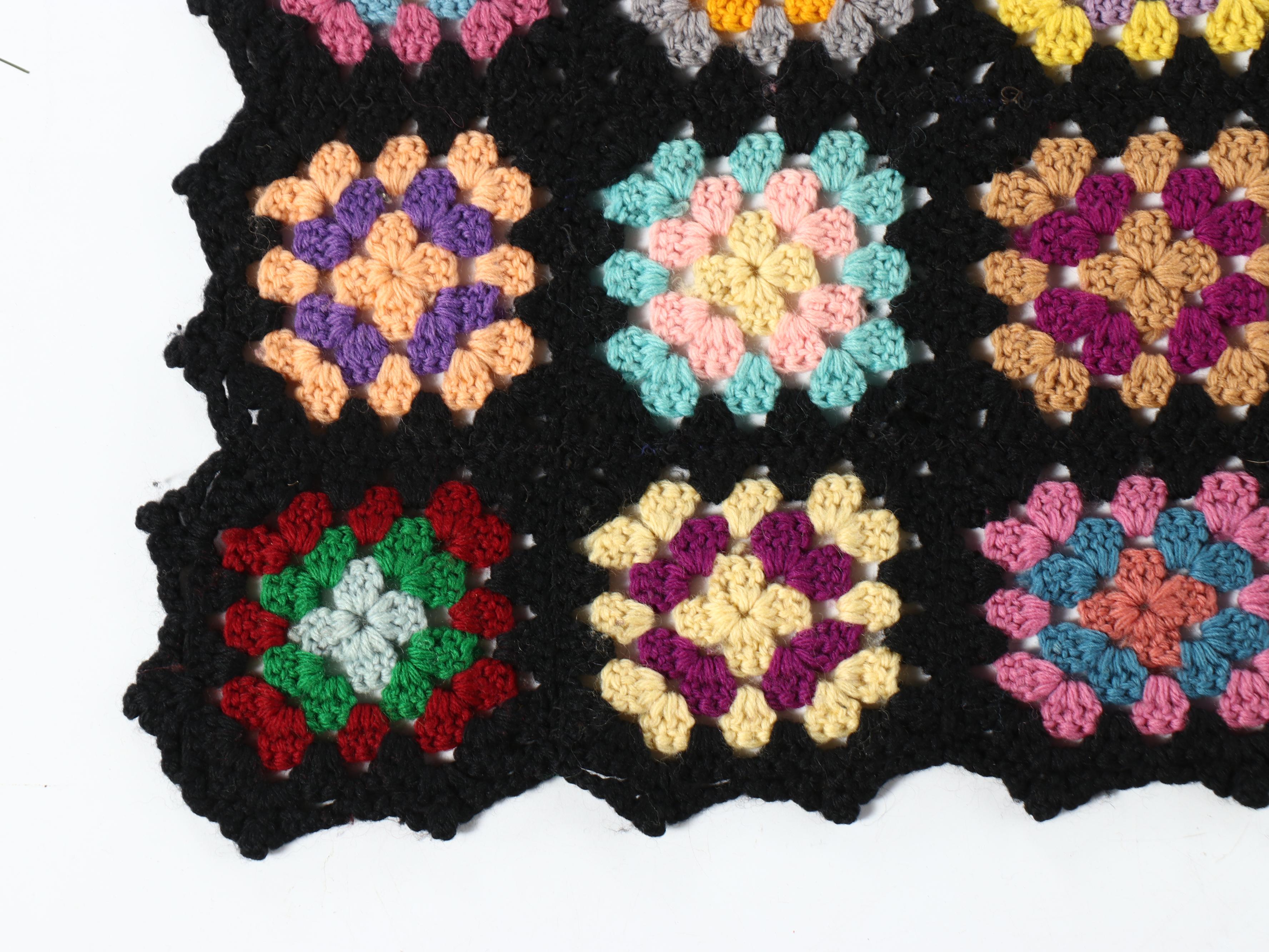 Handmade Crochet Granny Square Afghan Throw