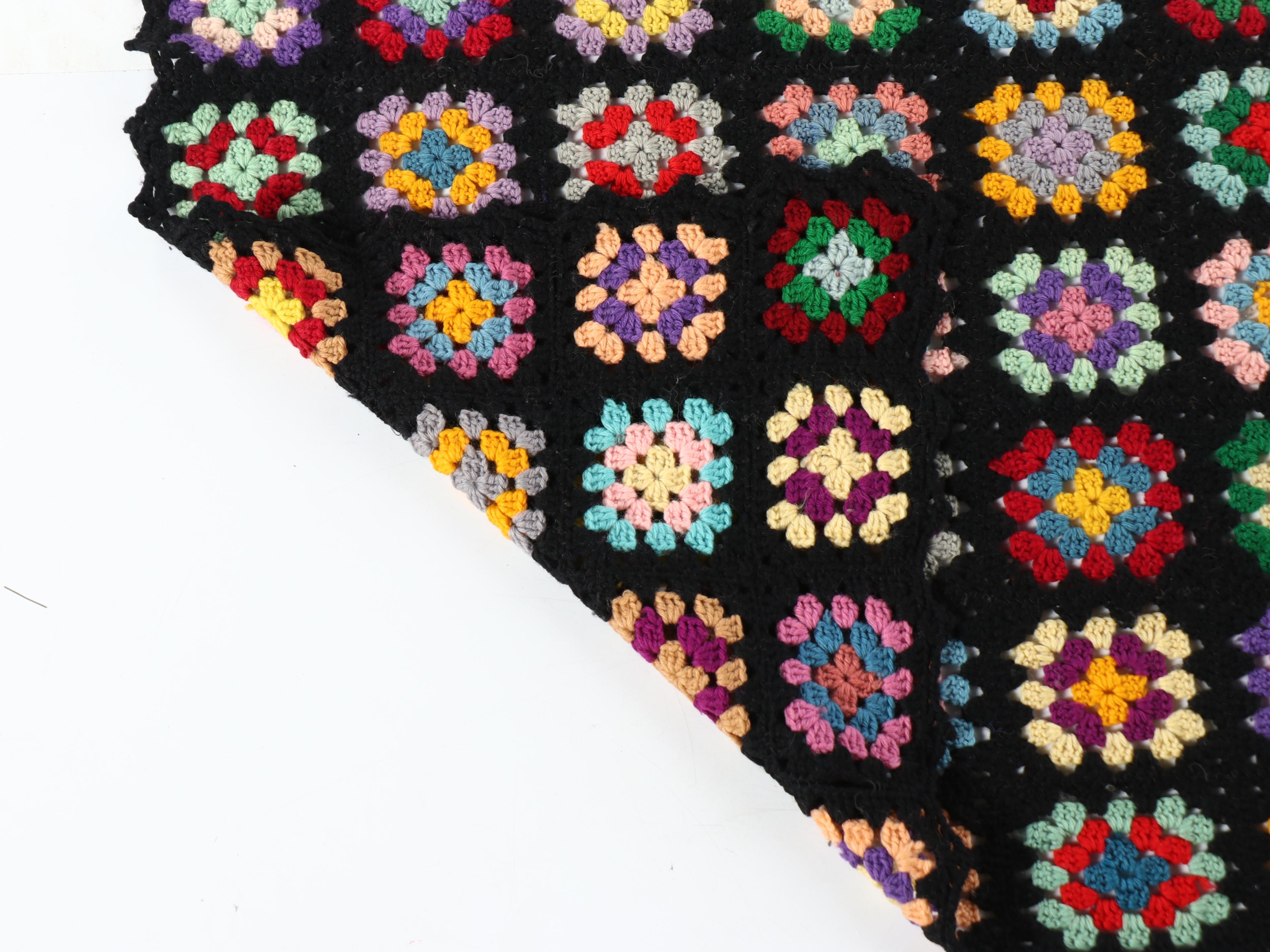 Handmade Crochet Granny Square Afghan Throw
