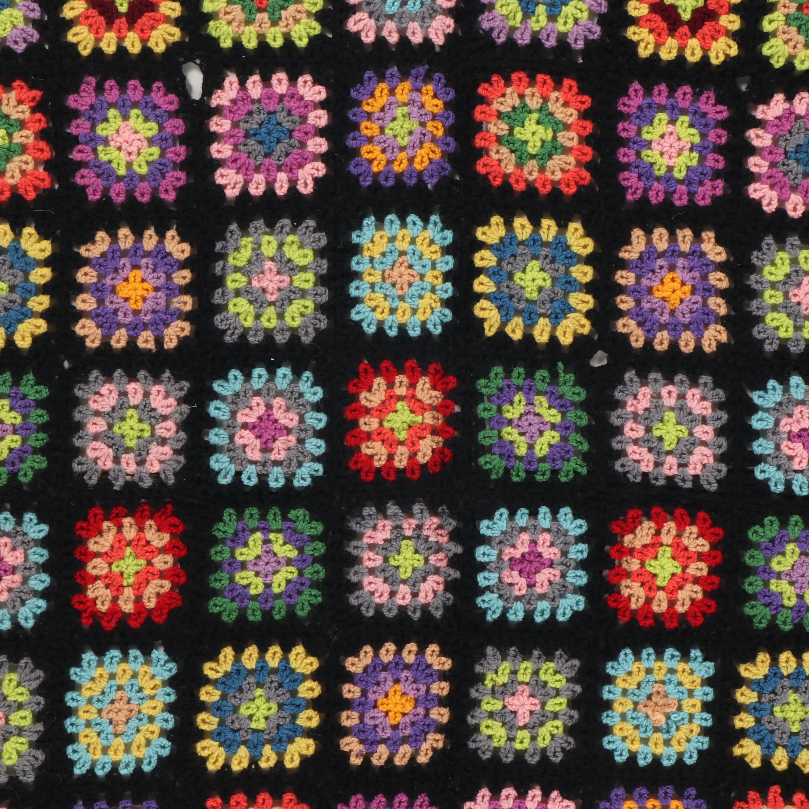 Handmade Crochet Granny Square Afghan Throw