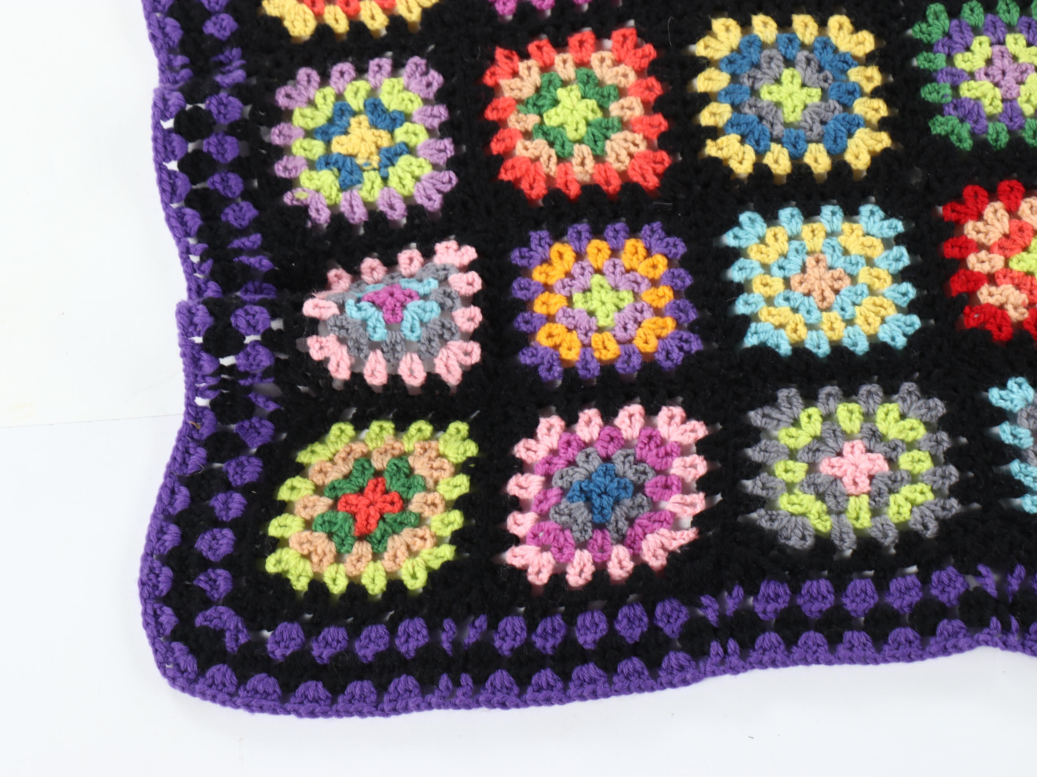 Handmade Crochet Granny Square Afghan Throw