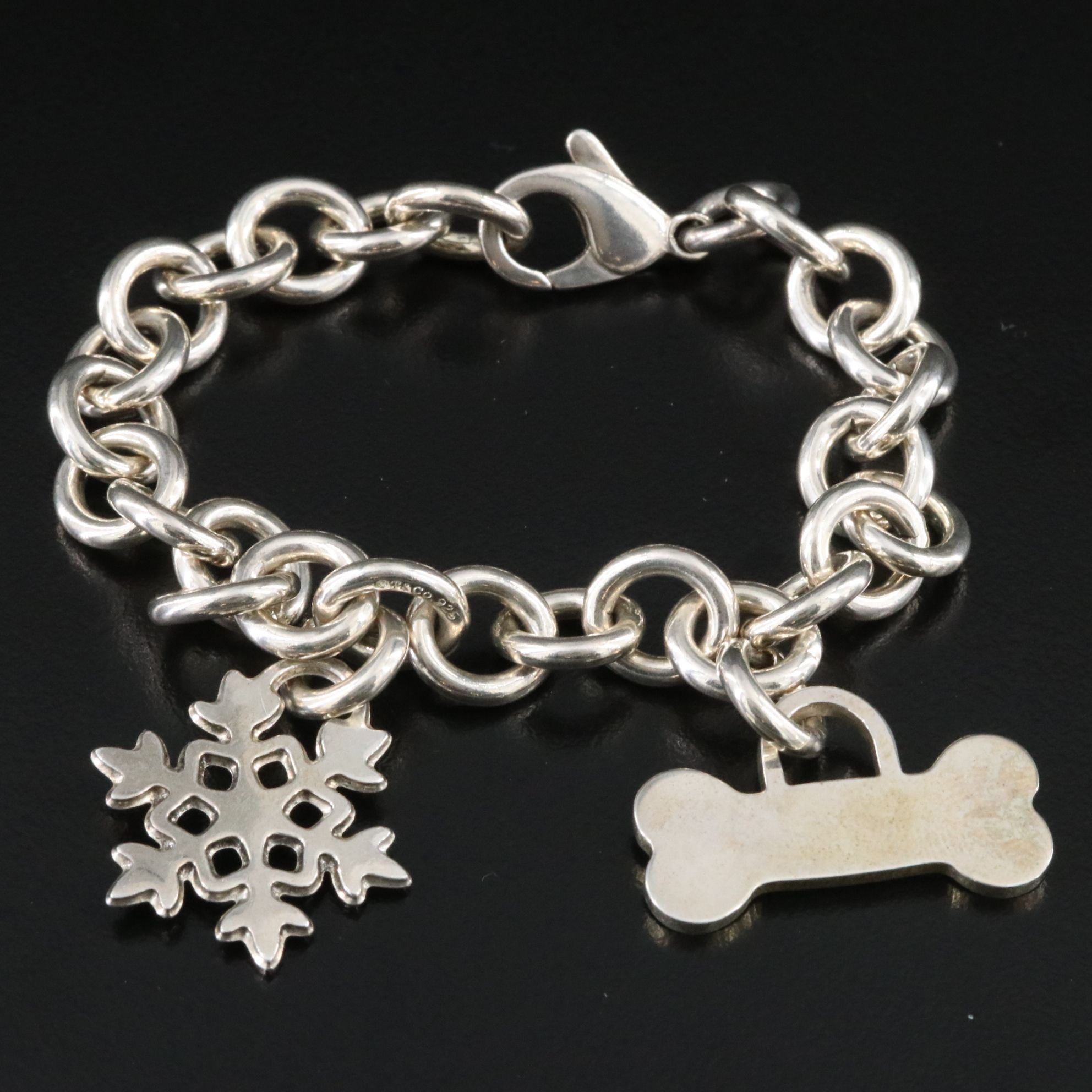Tiffany & Co. Sterling Bracelet with Two Tiffany Charms