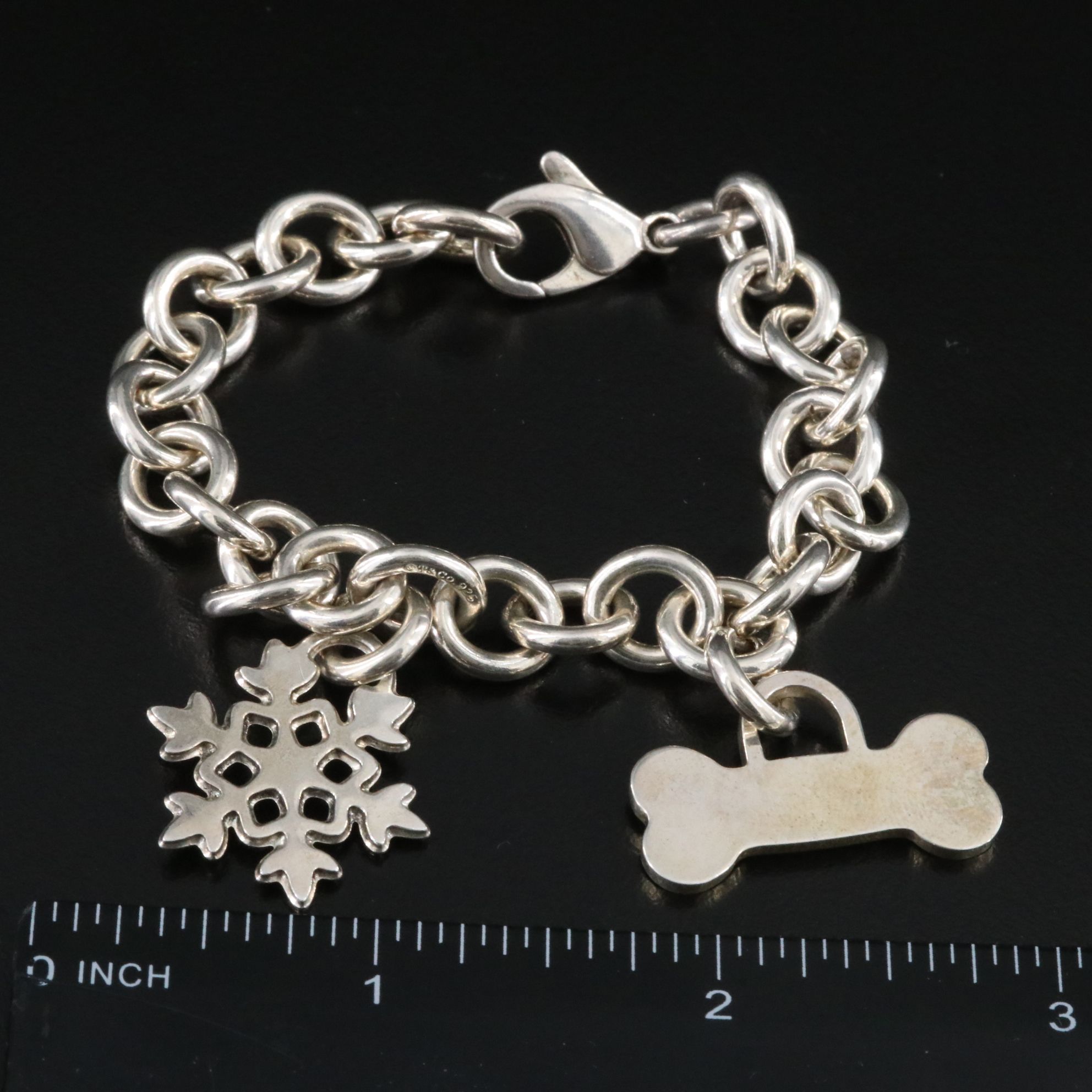 Tiffany & Co. Sterling Bracelet with Two Tiffany Charms