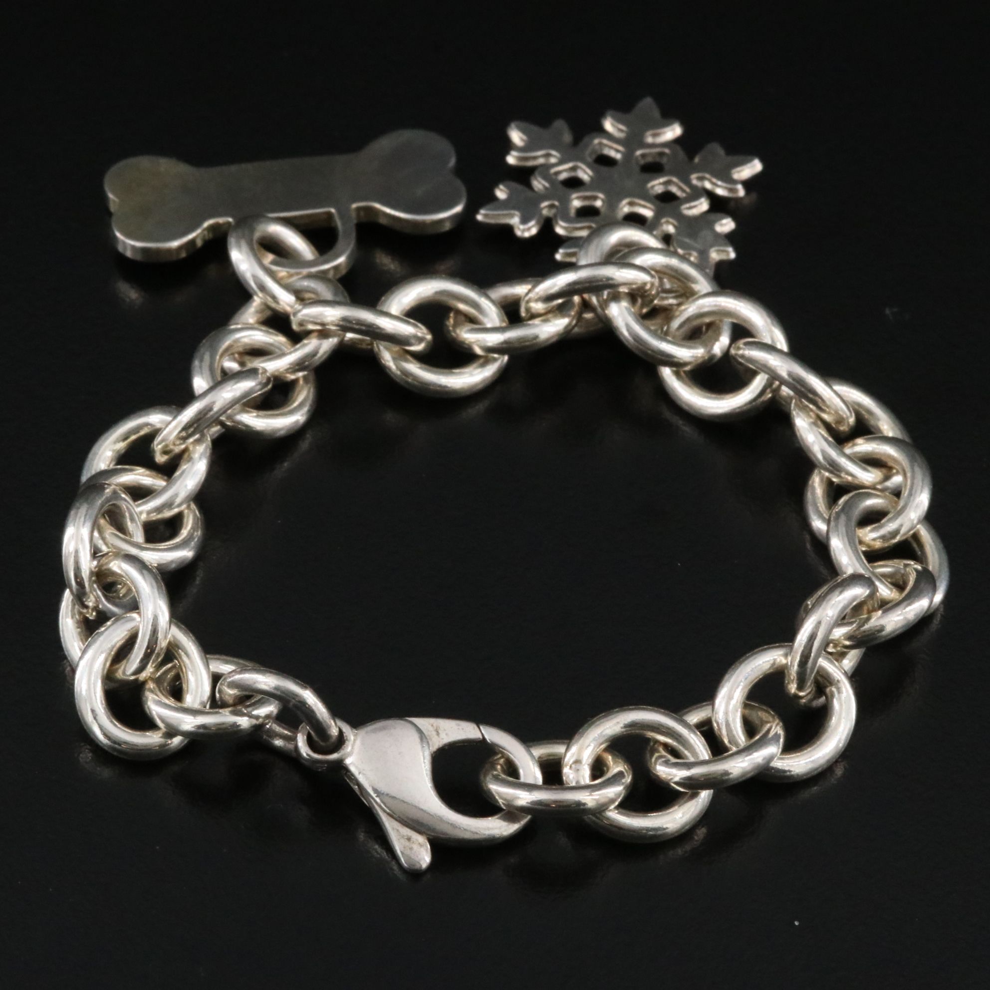 Tiffany & Co. Sterling Bracelet with Two Tiffany Charms