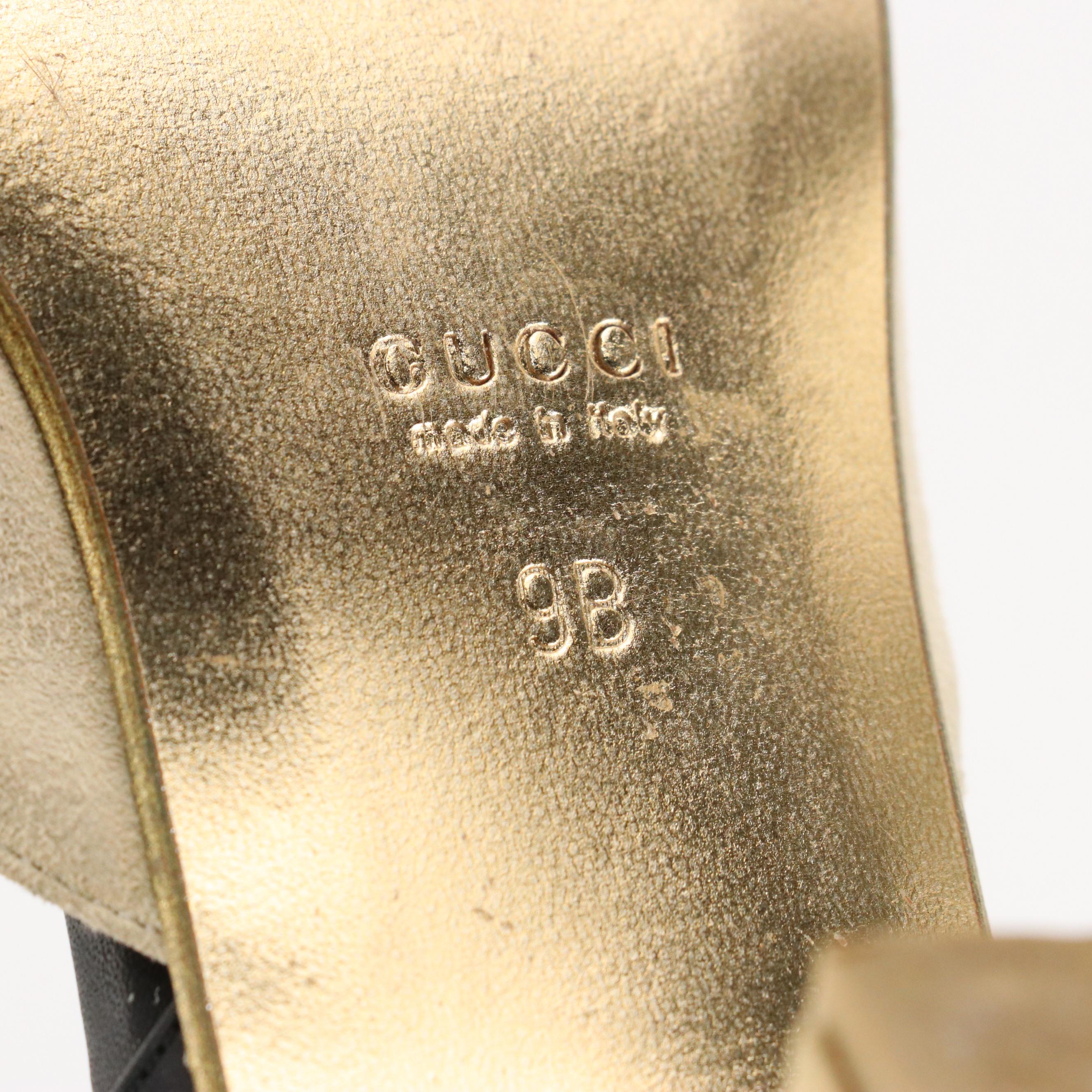 Gucci Dionysus Suede and Leather d'Orsay Pumps