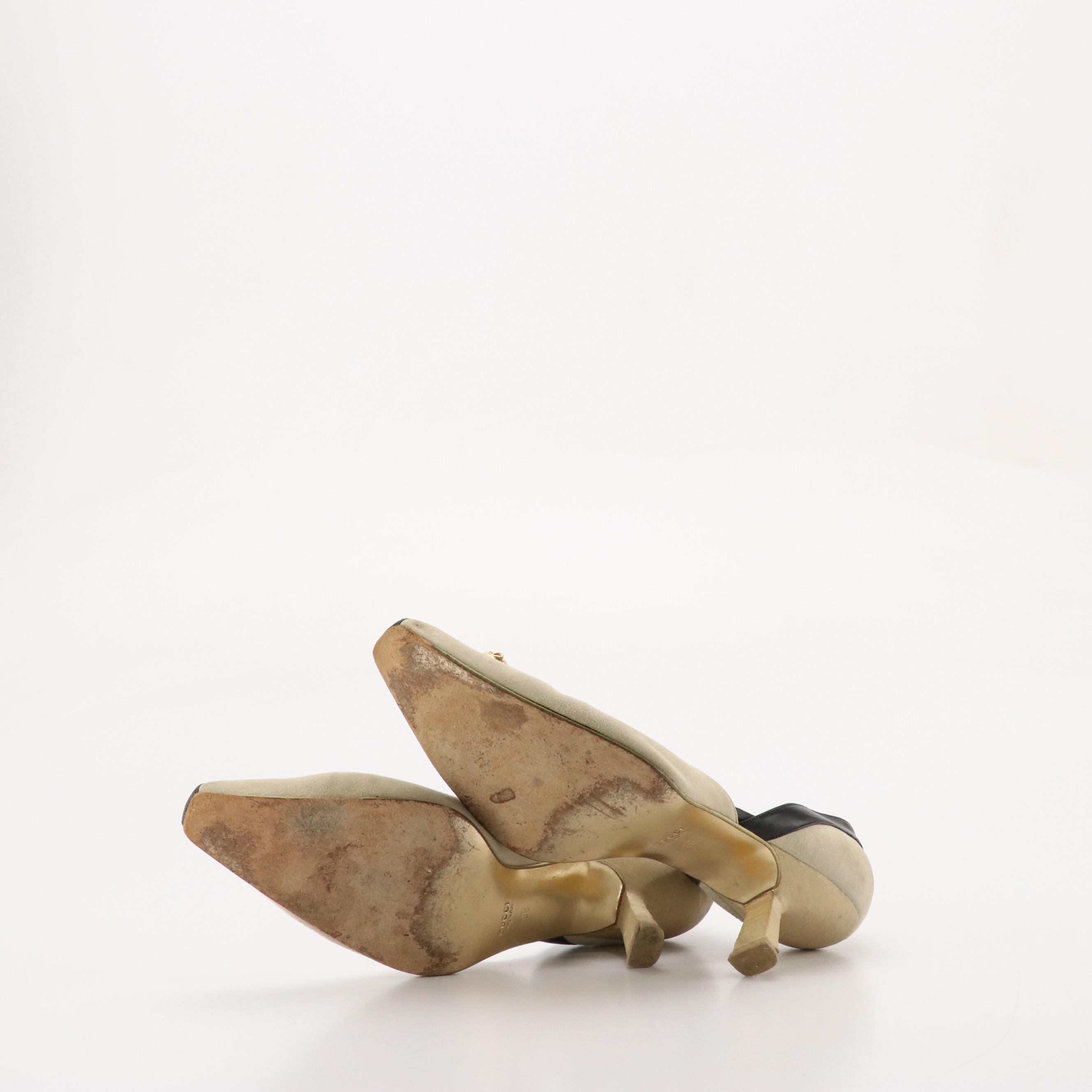 Gucci Dionysus Suede and Leather d'Orsay Pumps