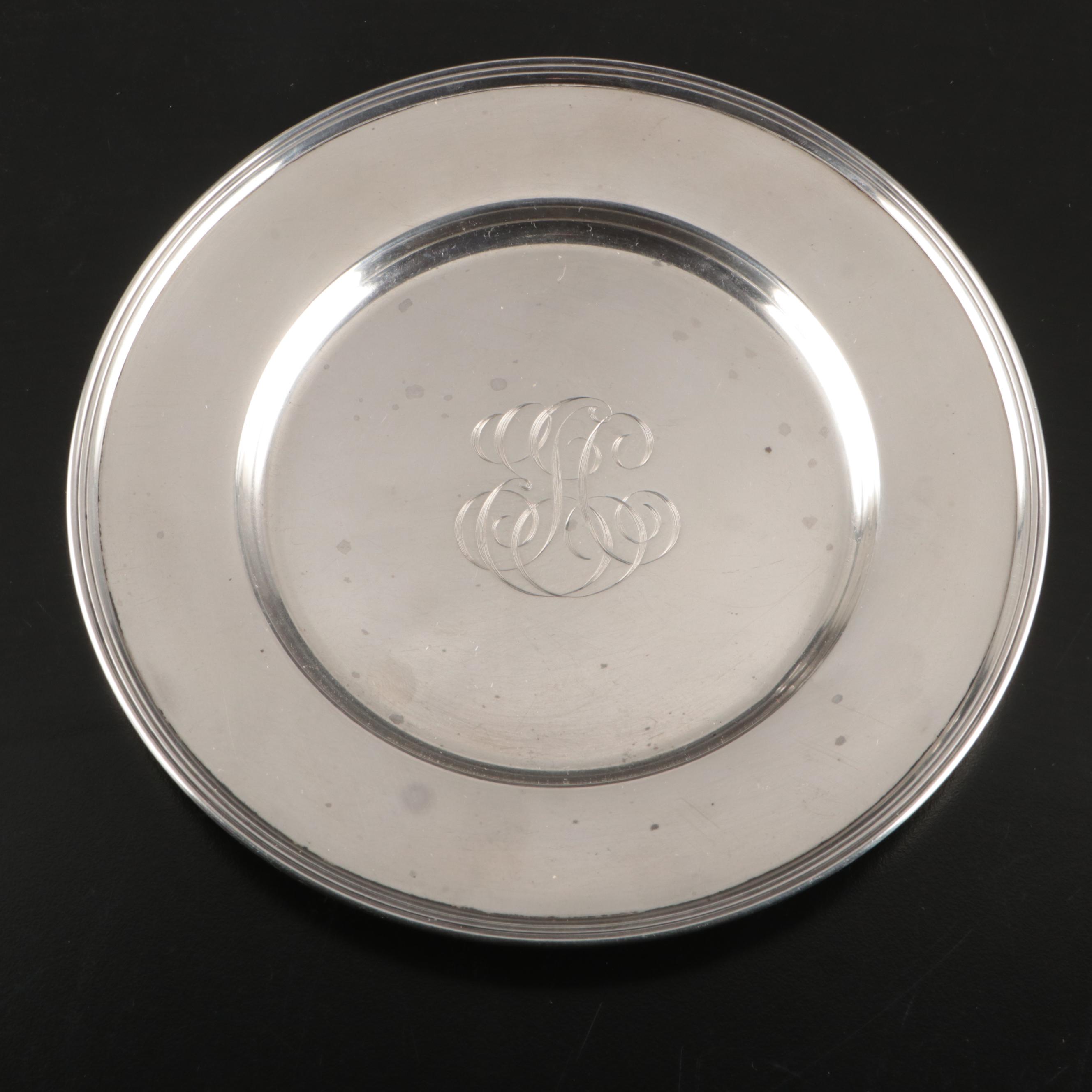 Victorian Style Monogrammed Sterling Hand Mirror with Other Vanity Items