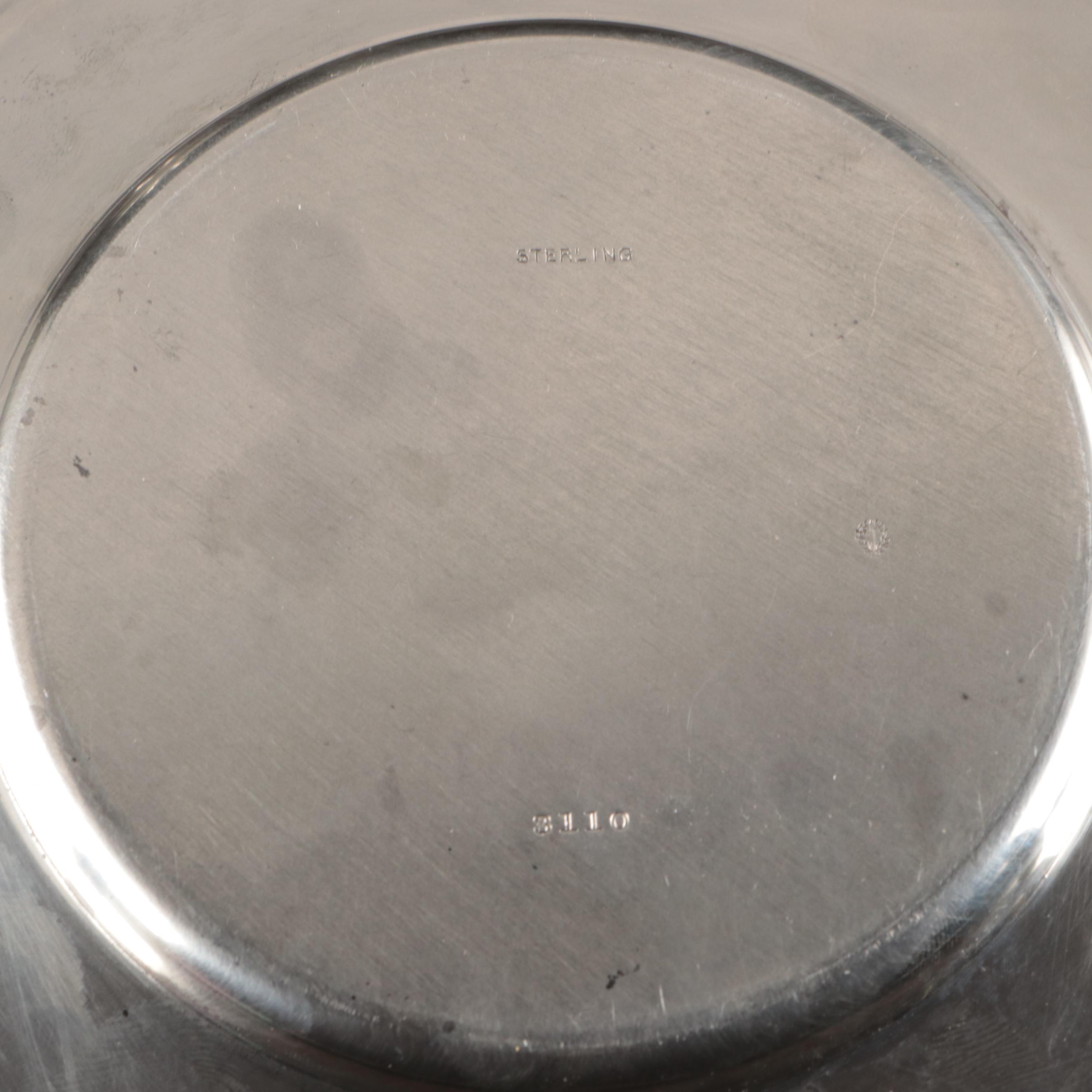 Victorian Style Monogrammed Sterling Hand Mirror with Other Vanity Items