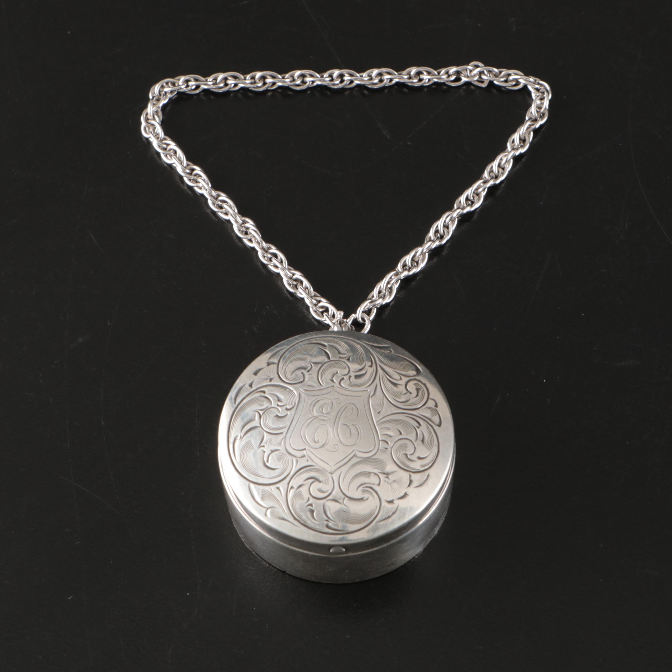 Victorian Style Monogrammed Sterling Hand Mirror with Other Vanity Items