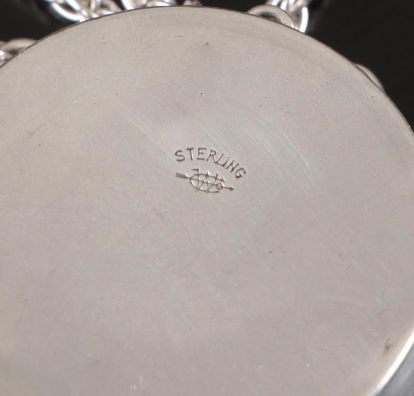 Victorian Style Monogrammed Sterling Hand Mirror with Other Vanity Items