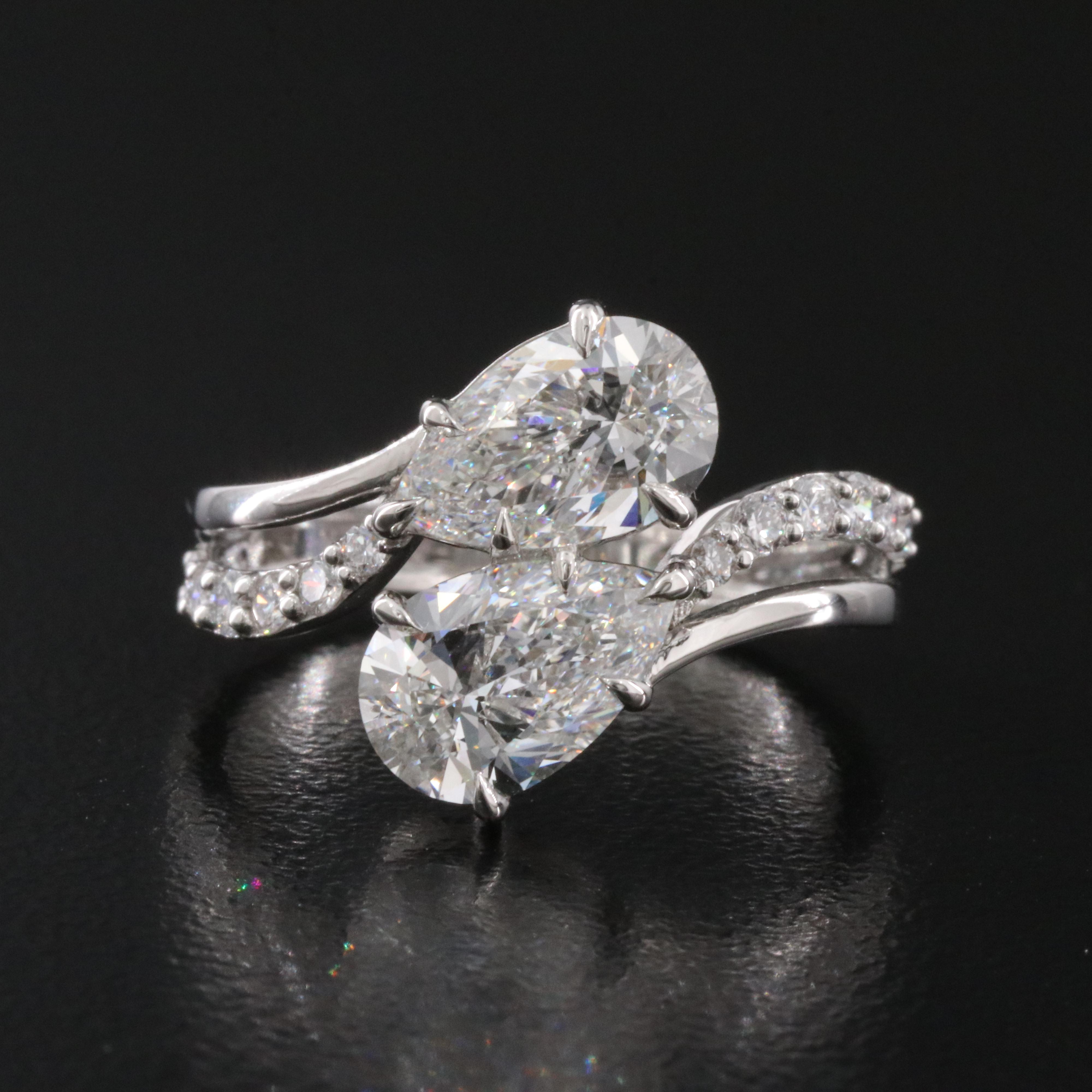 Platinum 2.47 CTW Lab Grown Diamond Toi et Moi Ring with IGI Reports