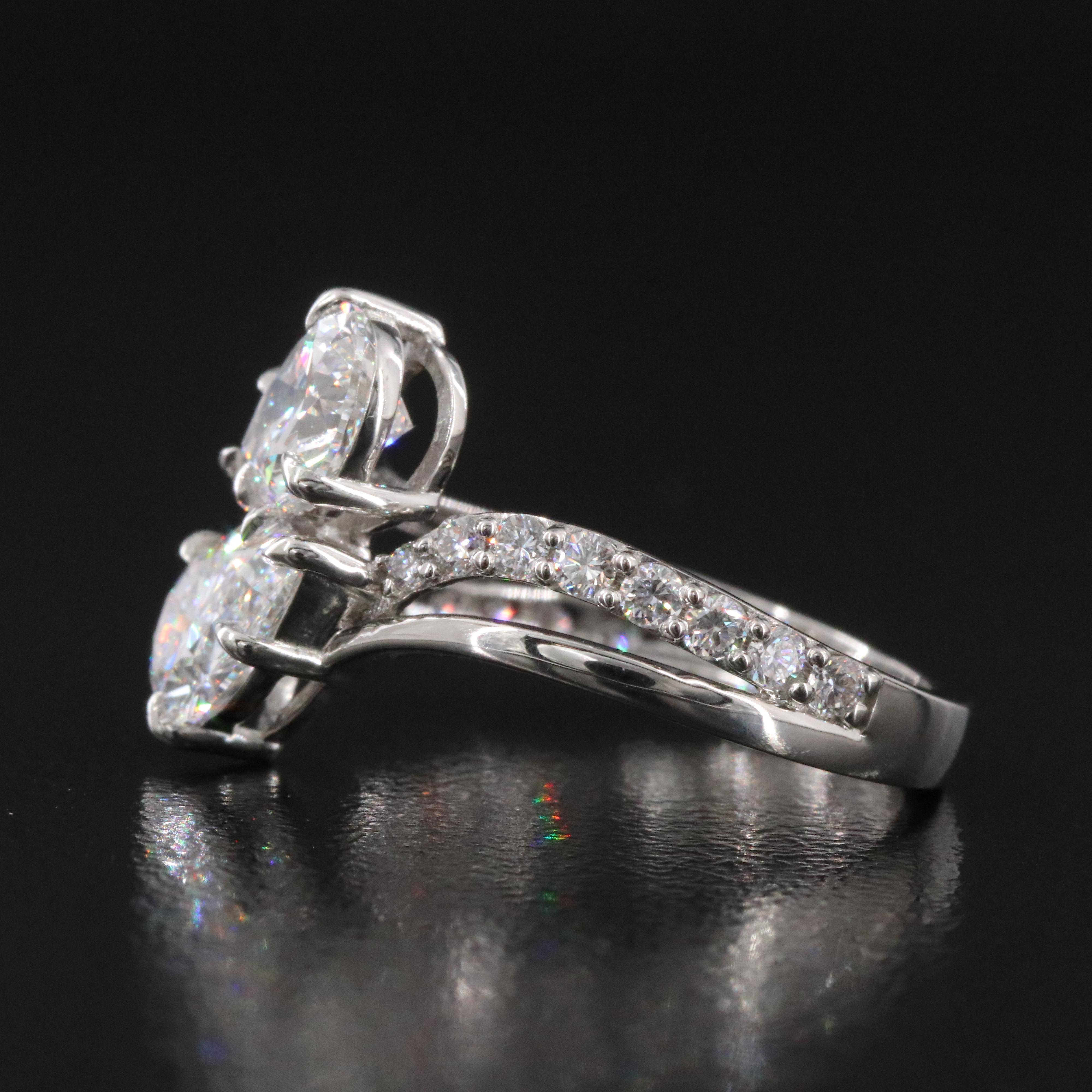 Platinum 2.47 CTW Lab Grown Diamond Toi et Moi Ring with IGI Reports