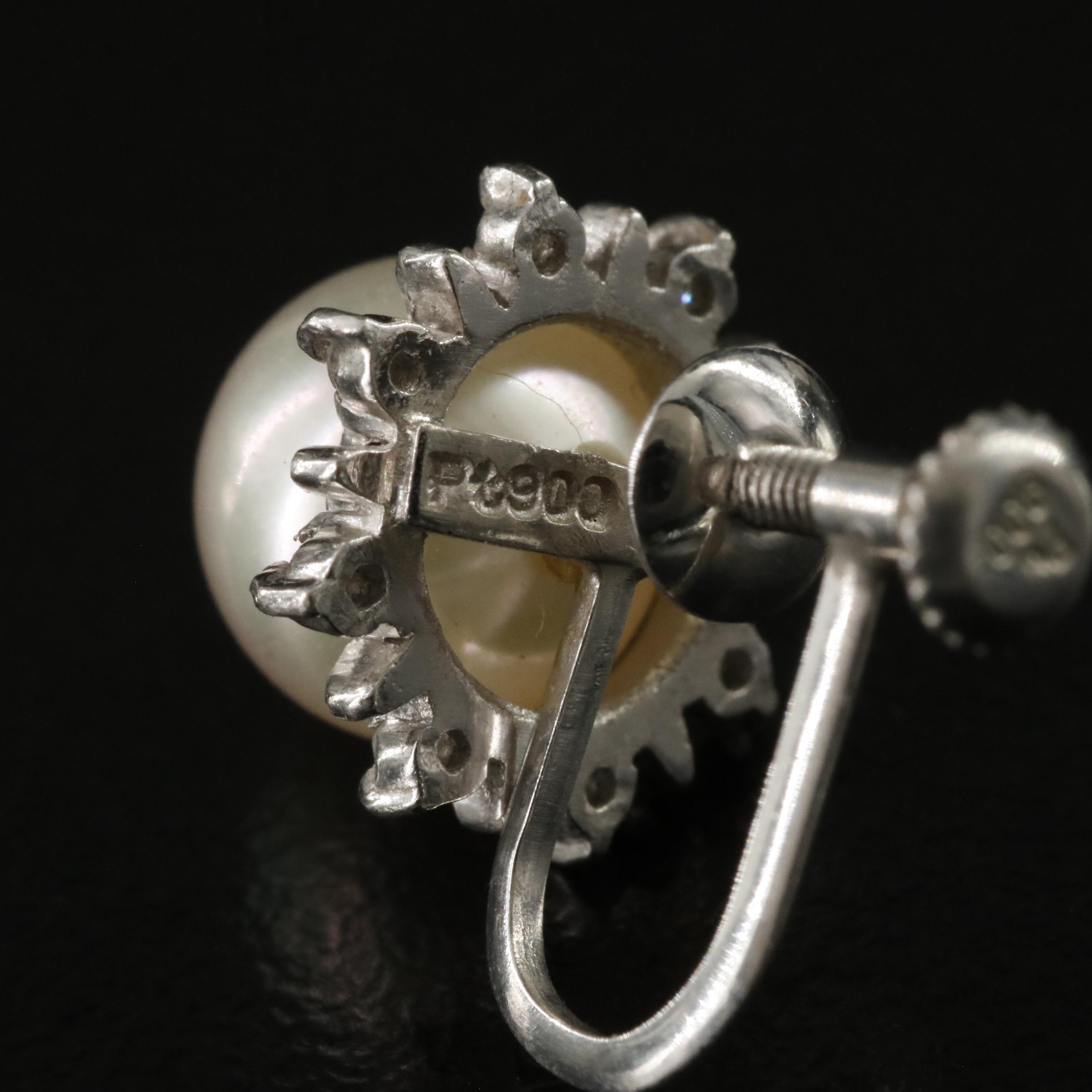 Platinum Pearl and Diamond Earrings