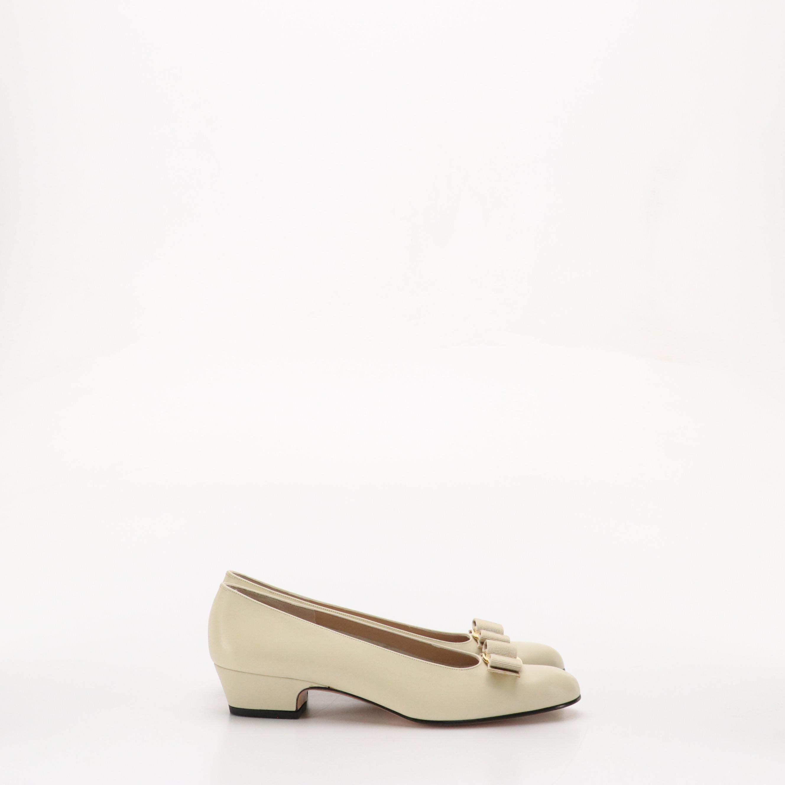 Salvatore Ferragamo Vara Leather Pumps and Black Patent Leather Pumps with Boxes