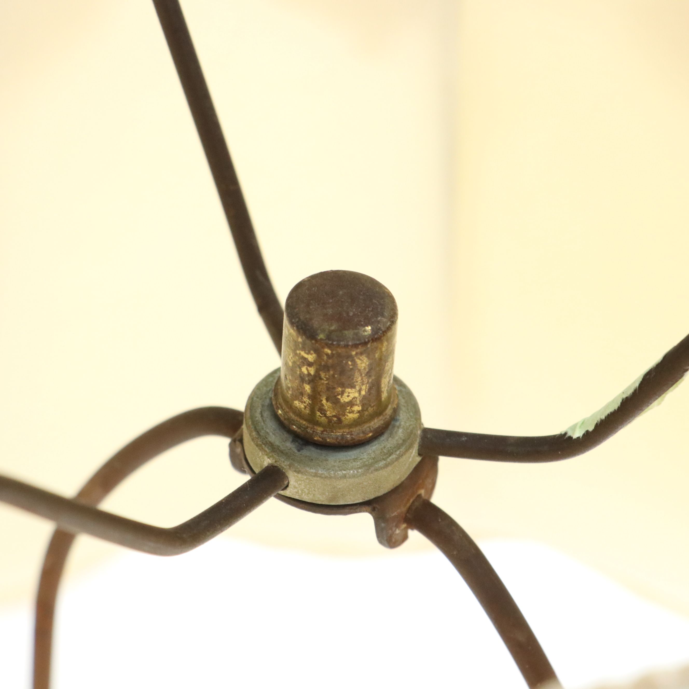 Italian Majolica Ceramic Table Lamp with Victorian Style Silk Scalloped Shade