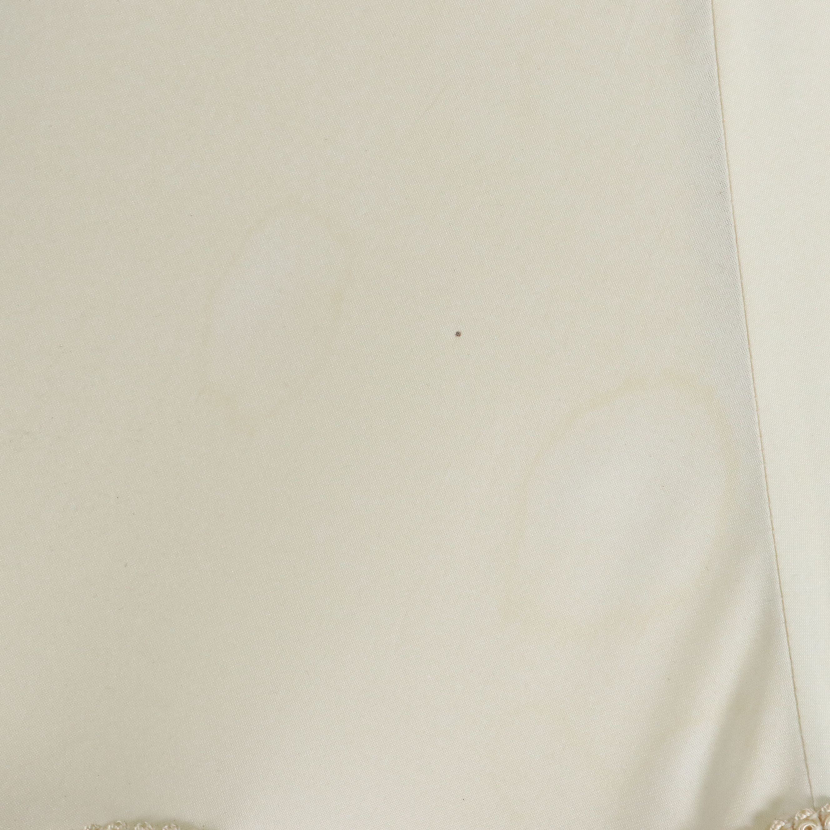 Italian Majolica Ceramic Table Lamp with Victorian Style Silk Scalloped Shade