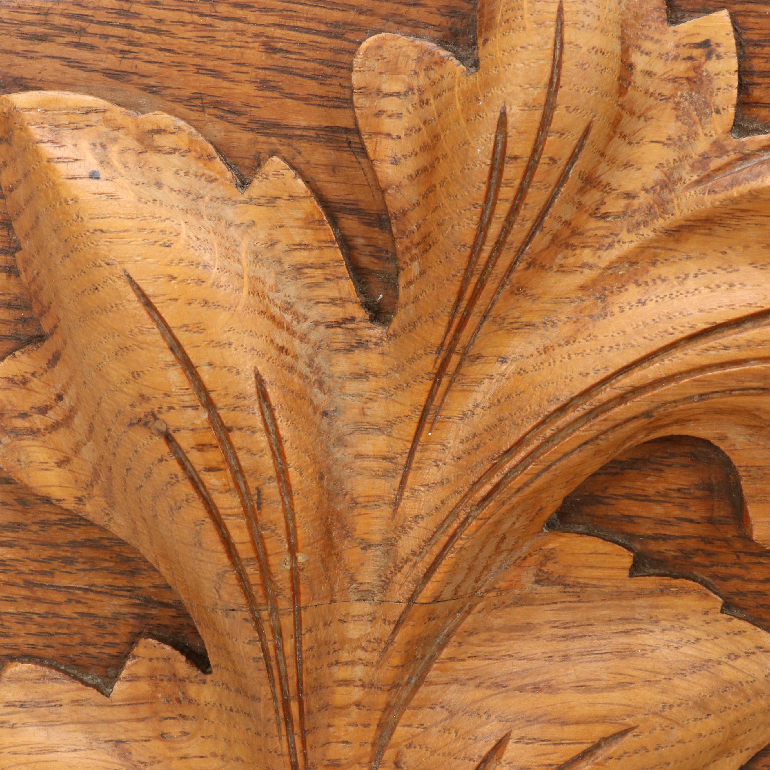 Hanging Carved Wood Panel with Acanthus Leave Motif