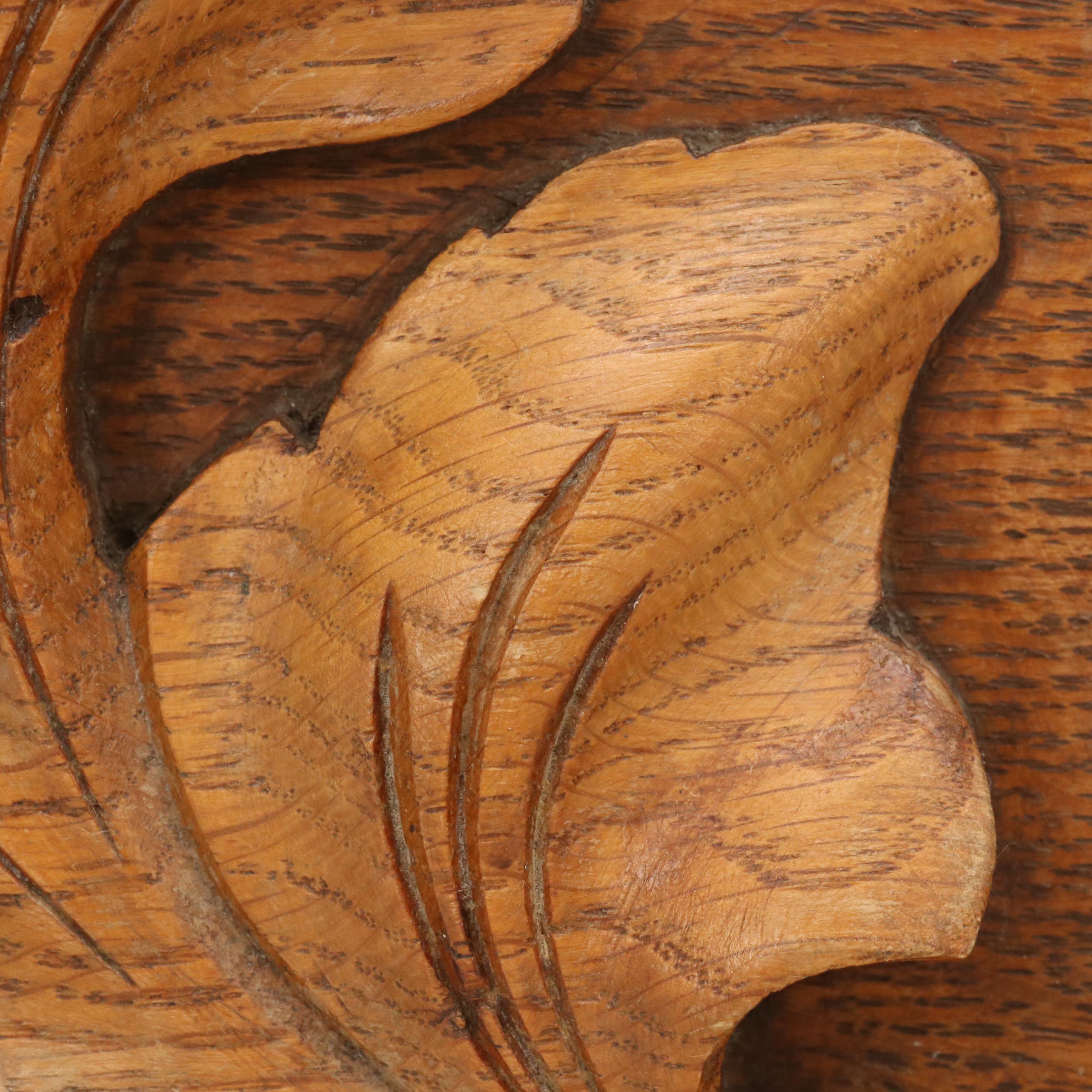 Hanging Carved Wood Panel with Acanthus Leave Motif