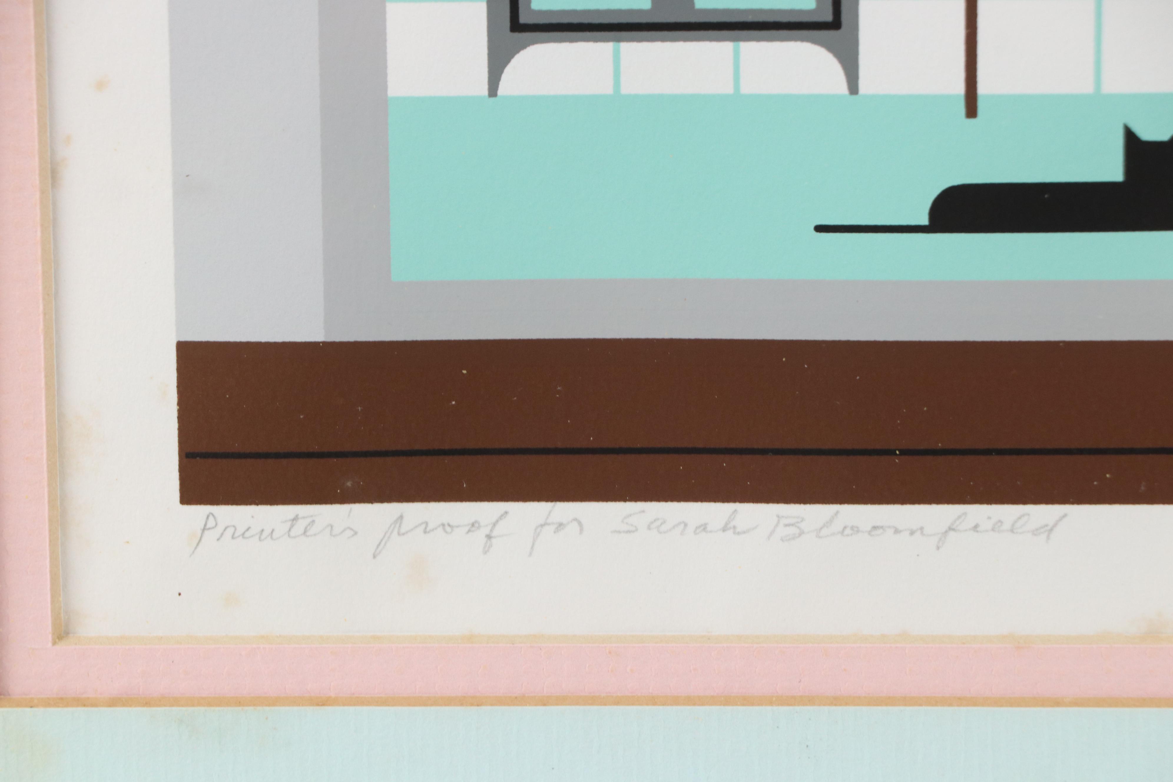 Edie Harper Serigraph "Cat and House," 1985