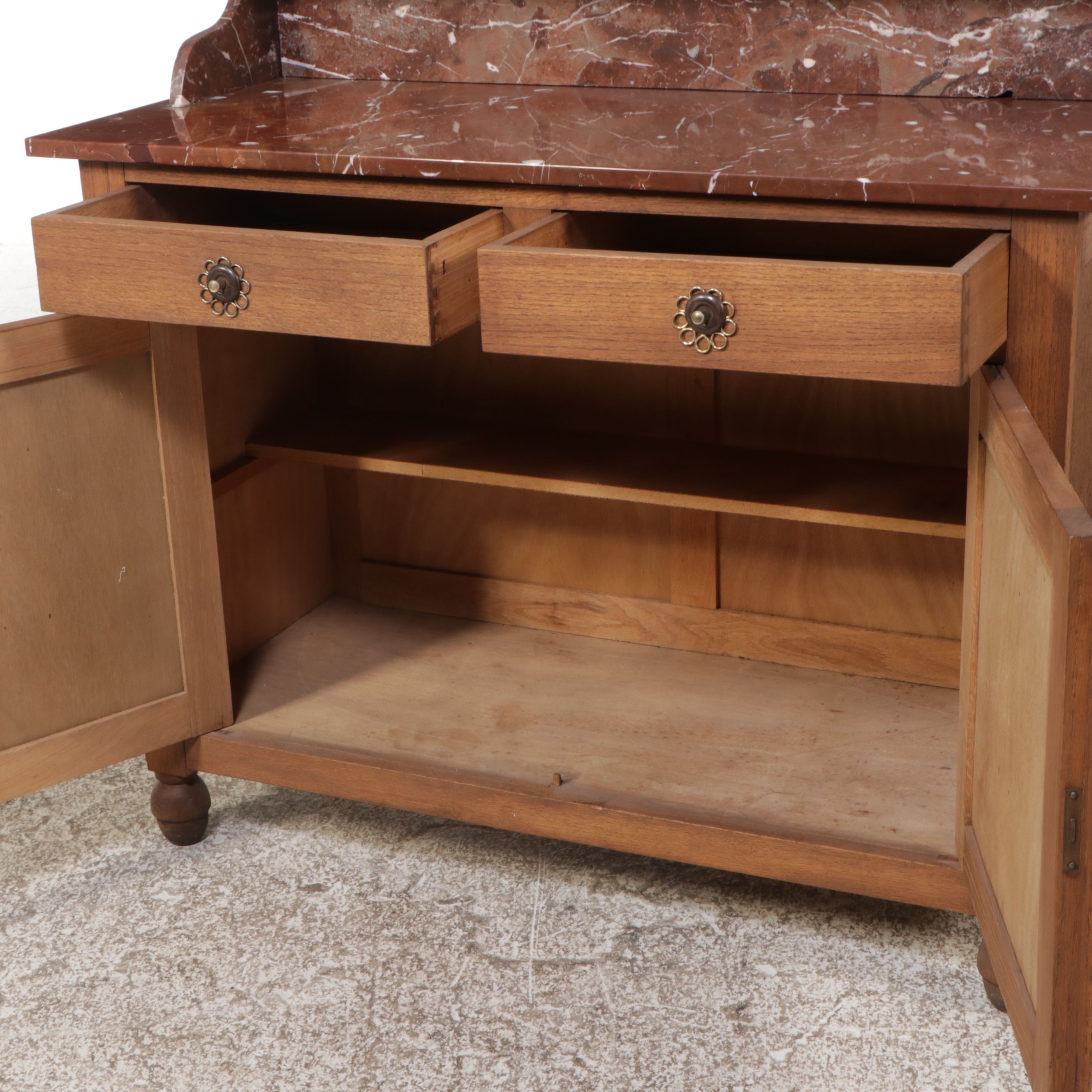 Walnut Marble-Top Washstand, Early to Mid-20th Century