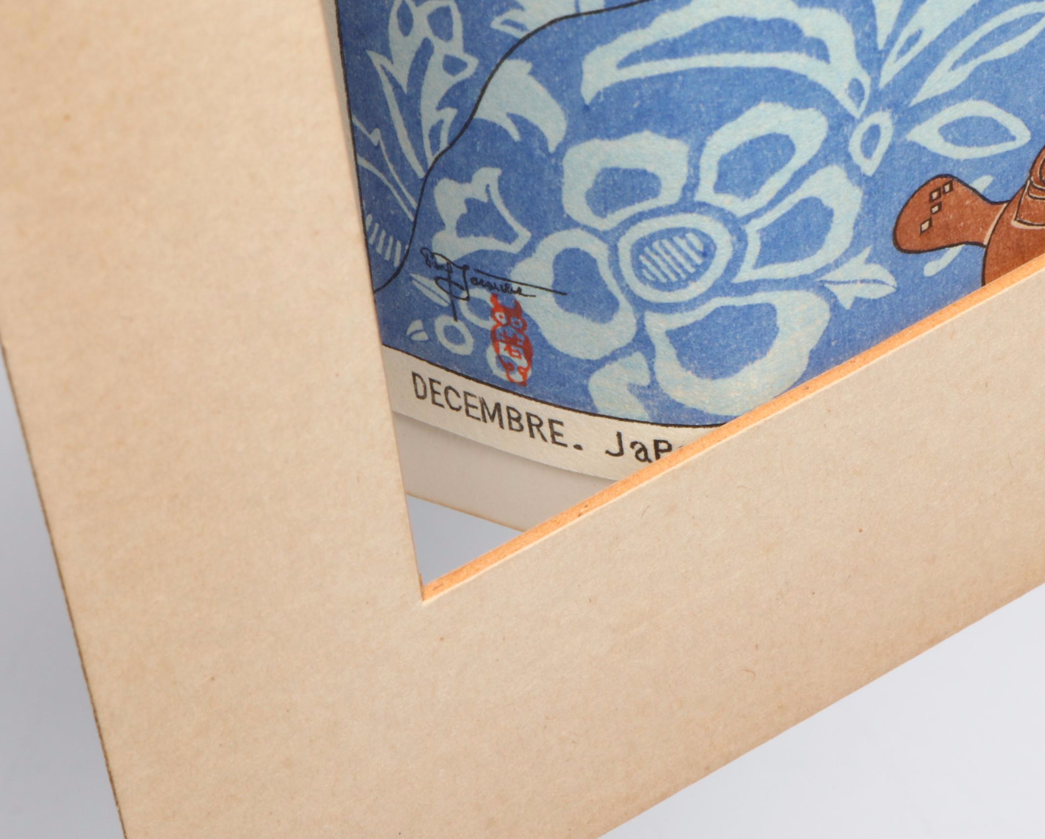 Paul Jacoulet Woodblock Christmas Card "Decembre, Japon," 1953