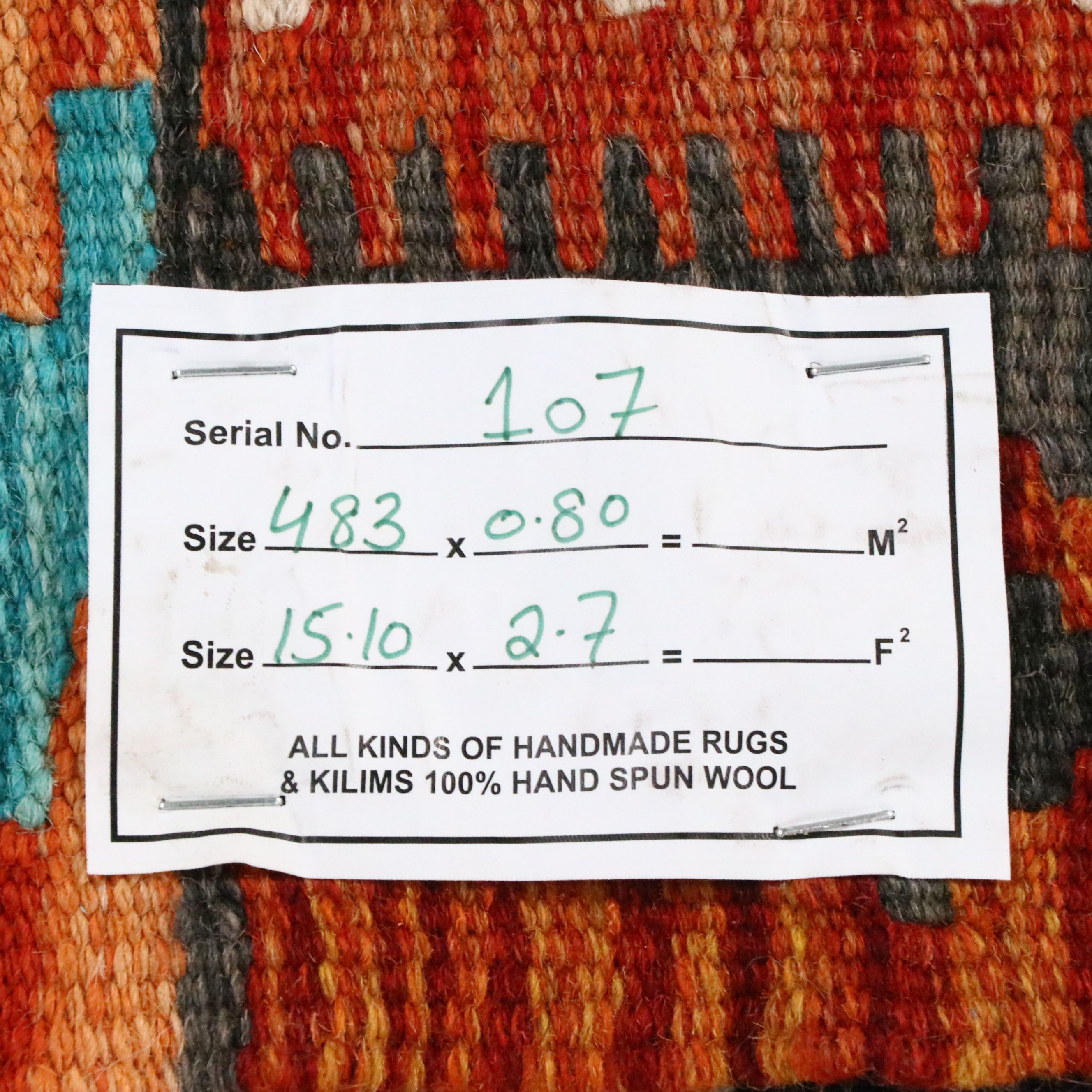 2'9 x 15'11 Handwoven Pakistani Kilim Carpet Runner