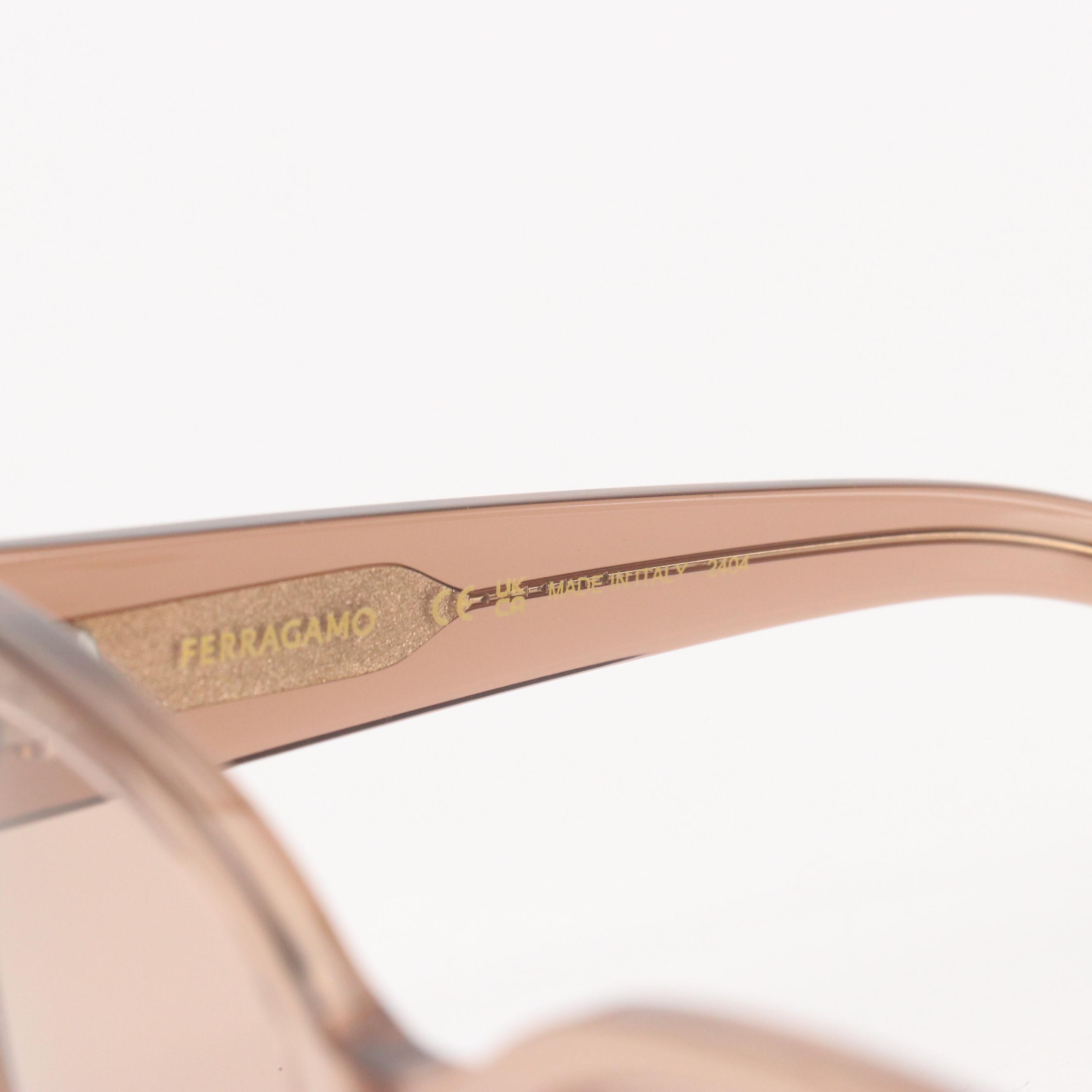 Salvatore Ferragamo SF2007S Transparent Pink Round Sunglasses with Case and Box