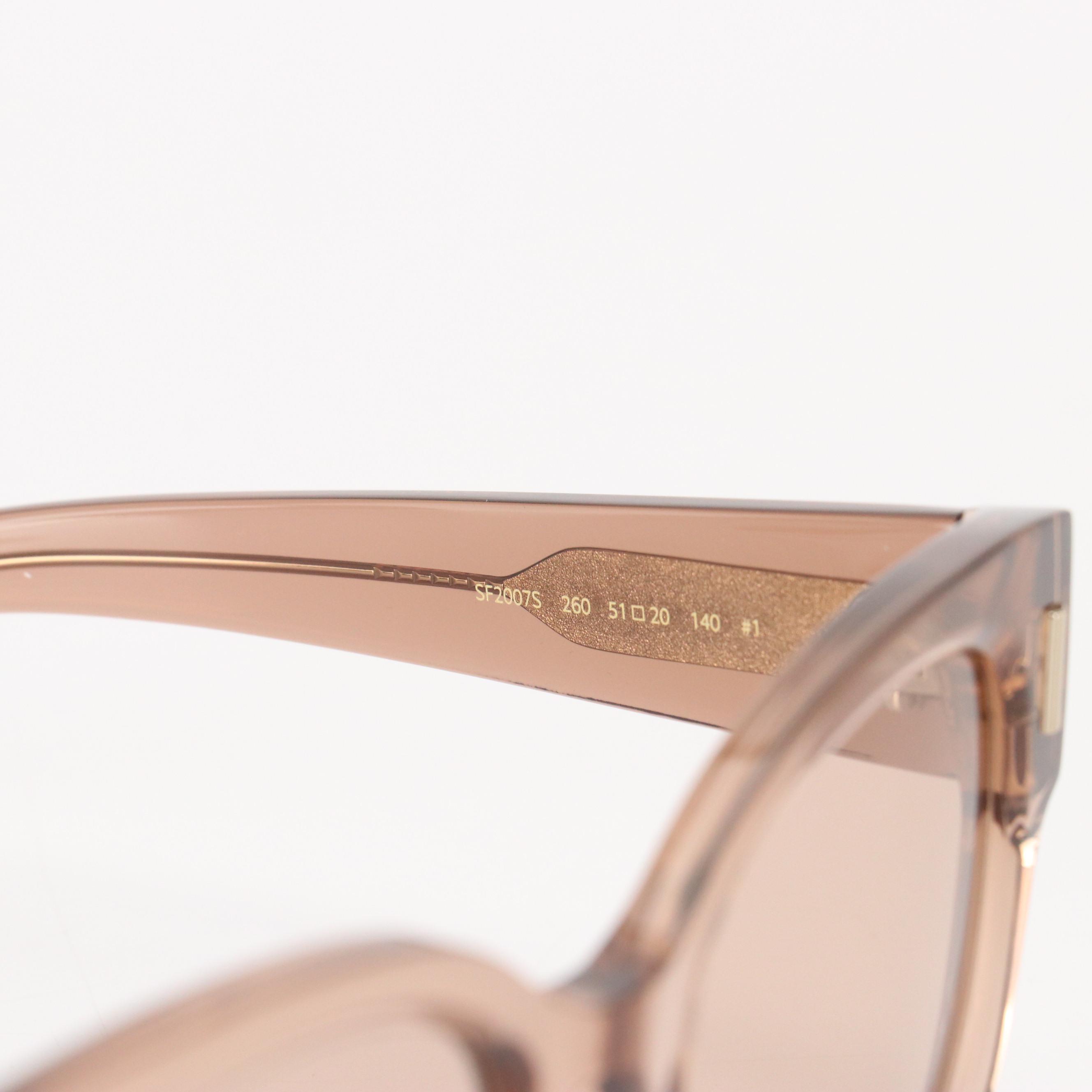 Salvatore Ferragamo SF2007S Transparent Pink Round Sunglasses with Case and Box